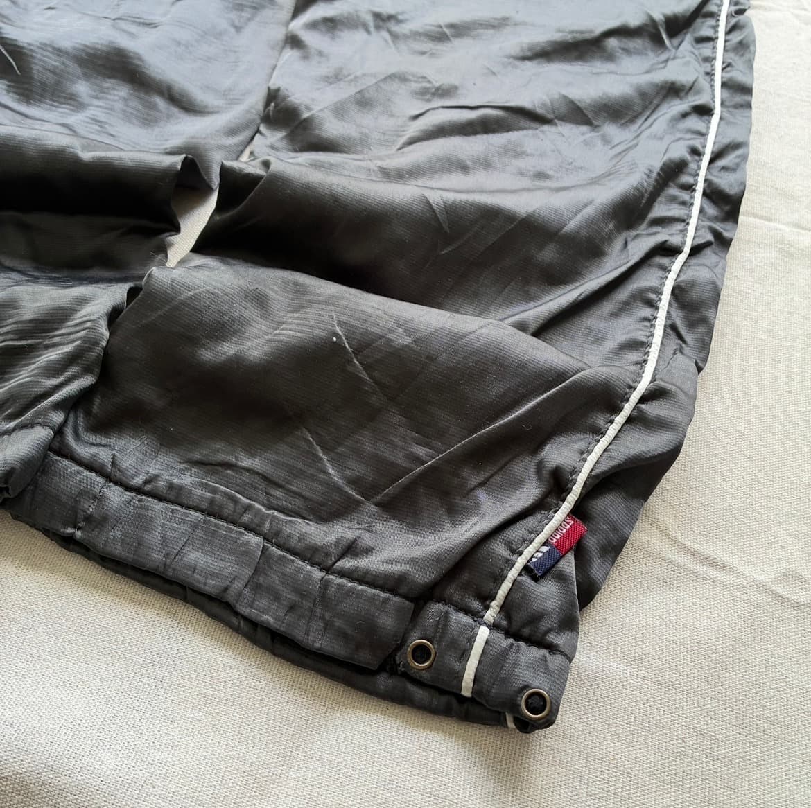 Vintage Adidas Shiny Nylon Track Pants Black Baggy 2000s Release — photo 6 of 7