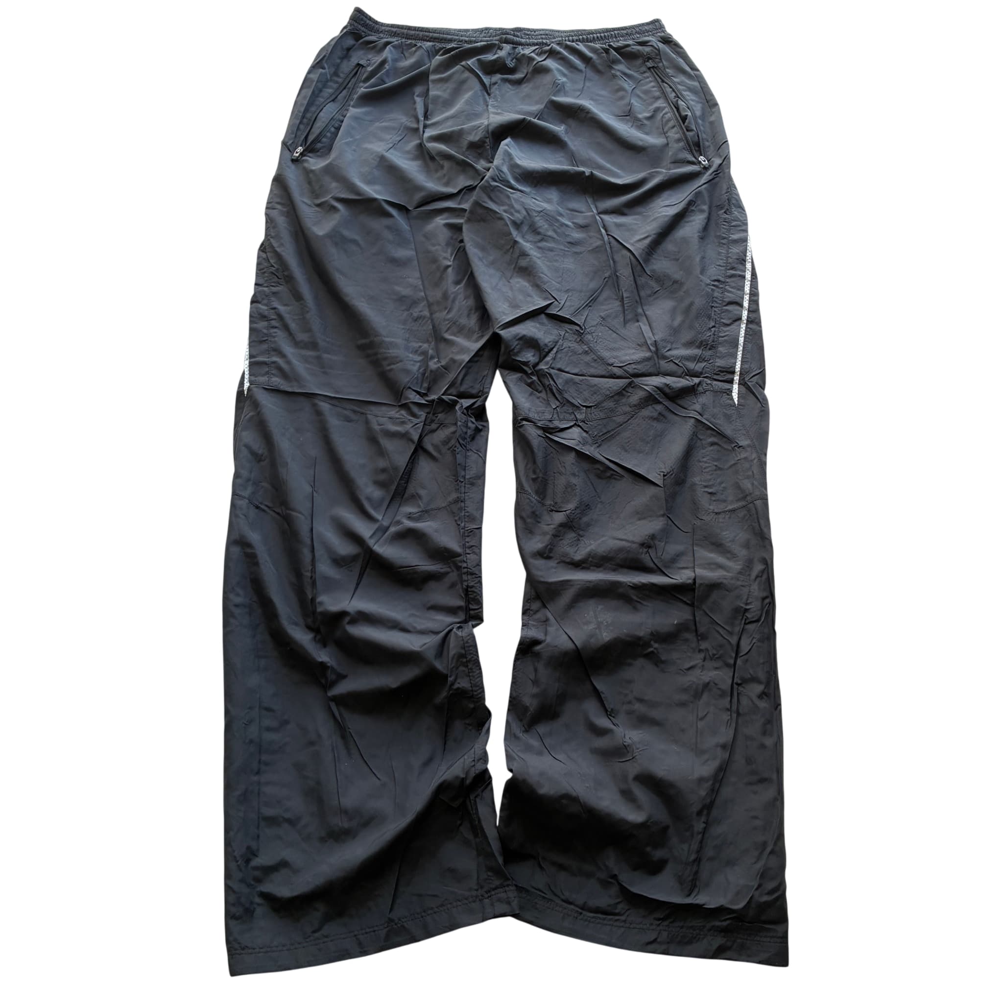 Vintage Black Nylon Track Pants Reflective Piping Unisex — photo 1 of 7