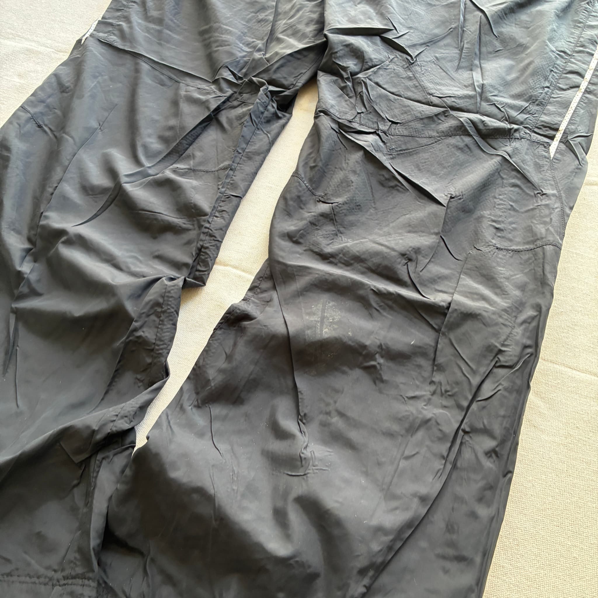 Vintage Black Nylon Track Pants Reflective Piping Unisex — photo 2 of 7