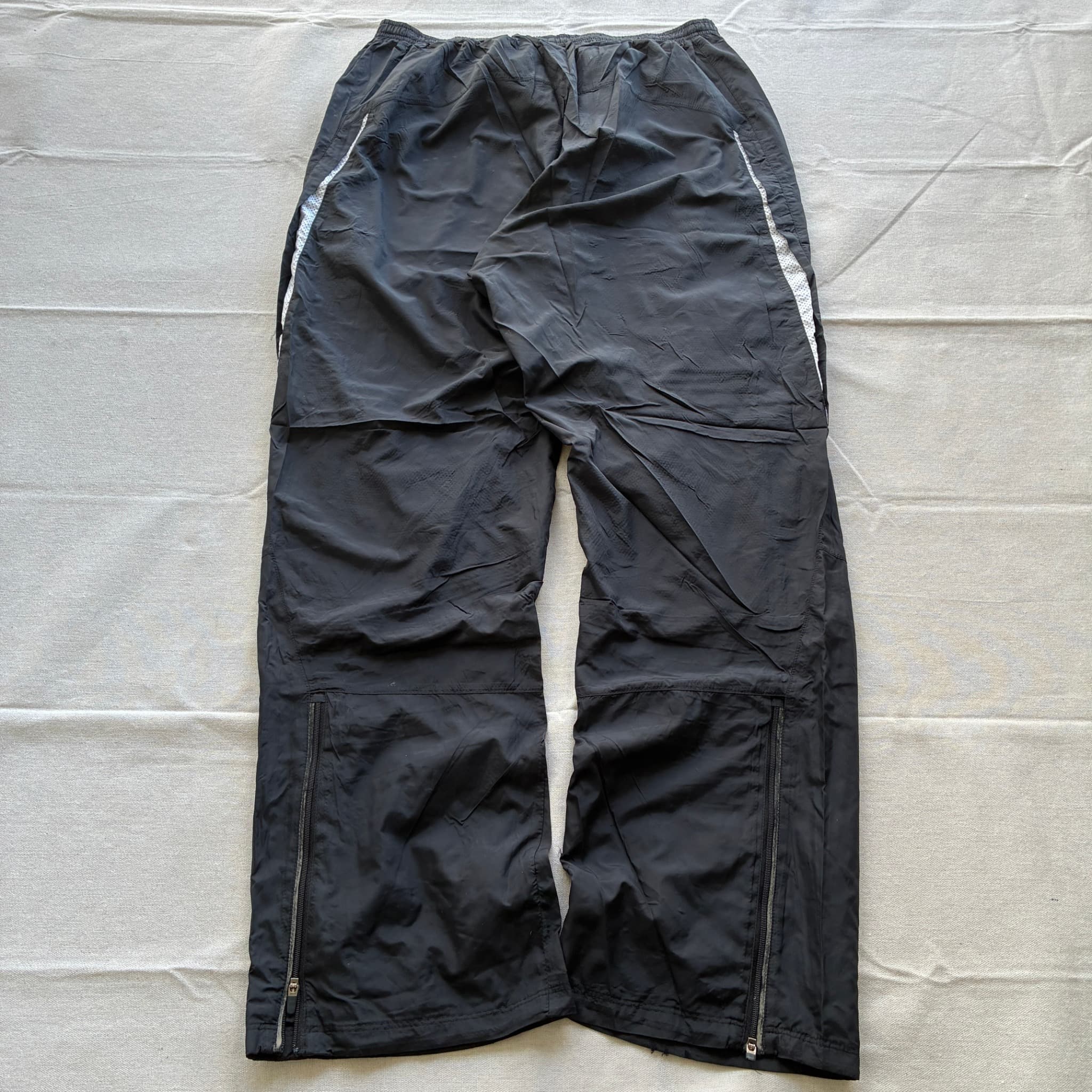 Vintage Black Nylon Track Pants Reflective Piping Unisex — photo 5 of 7