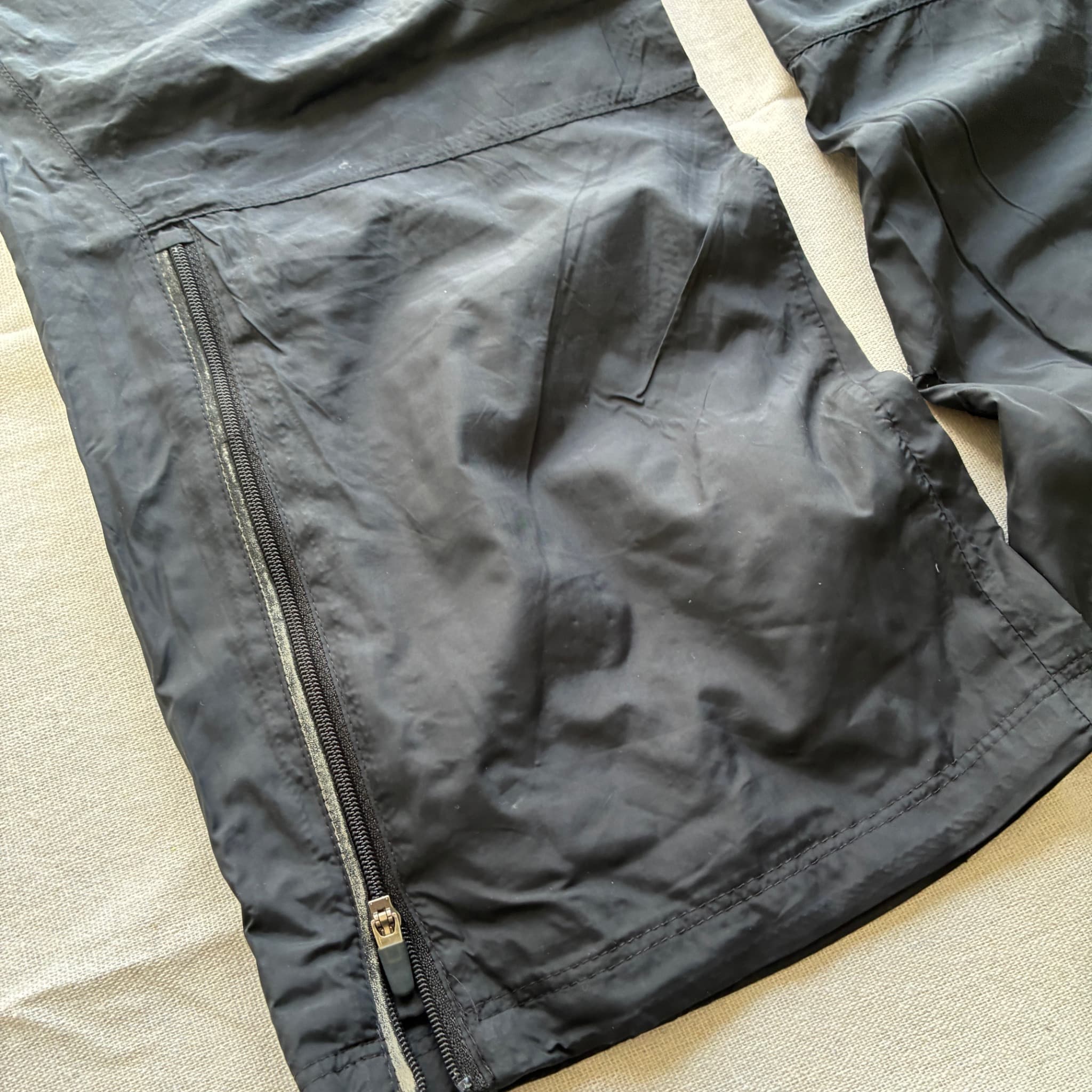 Vintage Black Nylon Track Pants Reflective Piping Unisex — photo 6 of 7