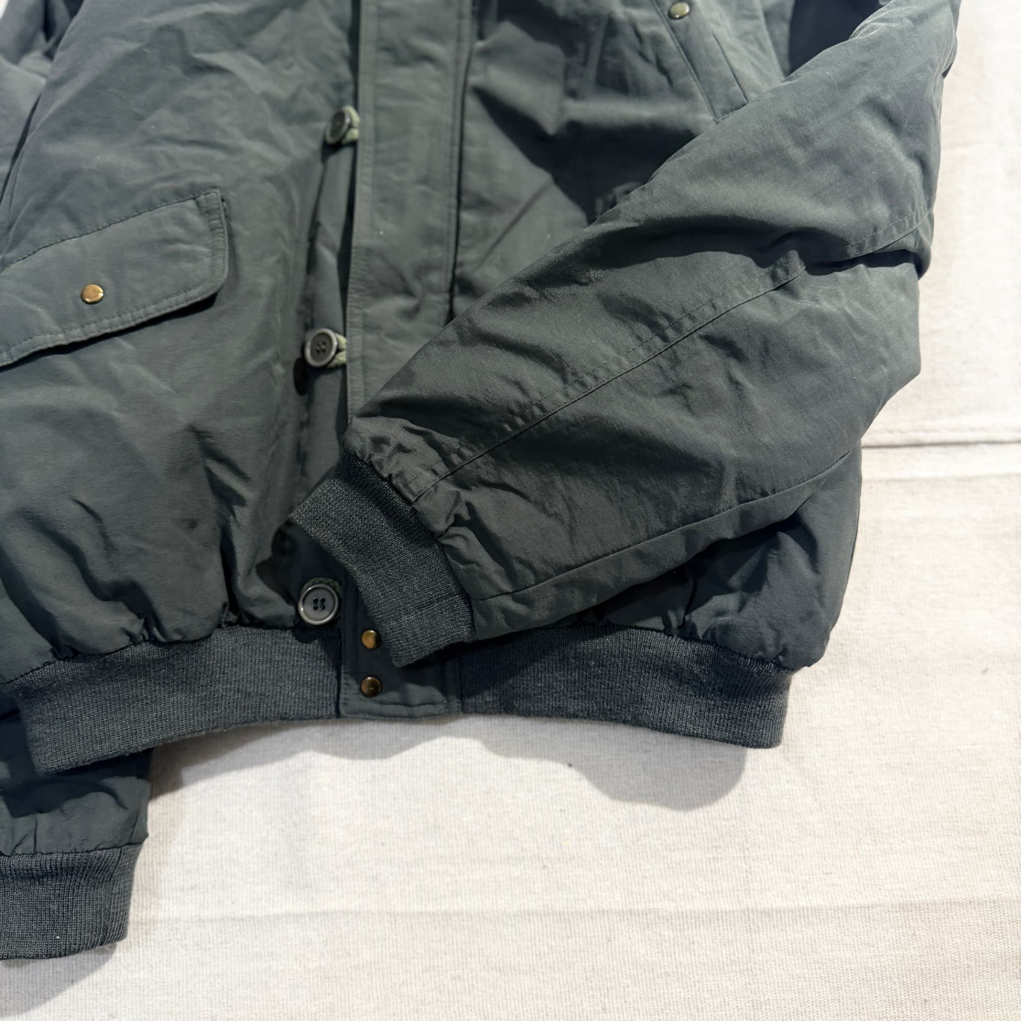 Vintage Dark Green Bomber Jacket Faux Fur Hood — photo 4 of 9