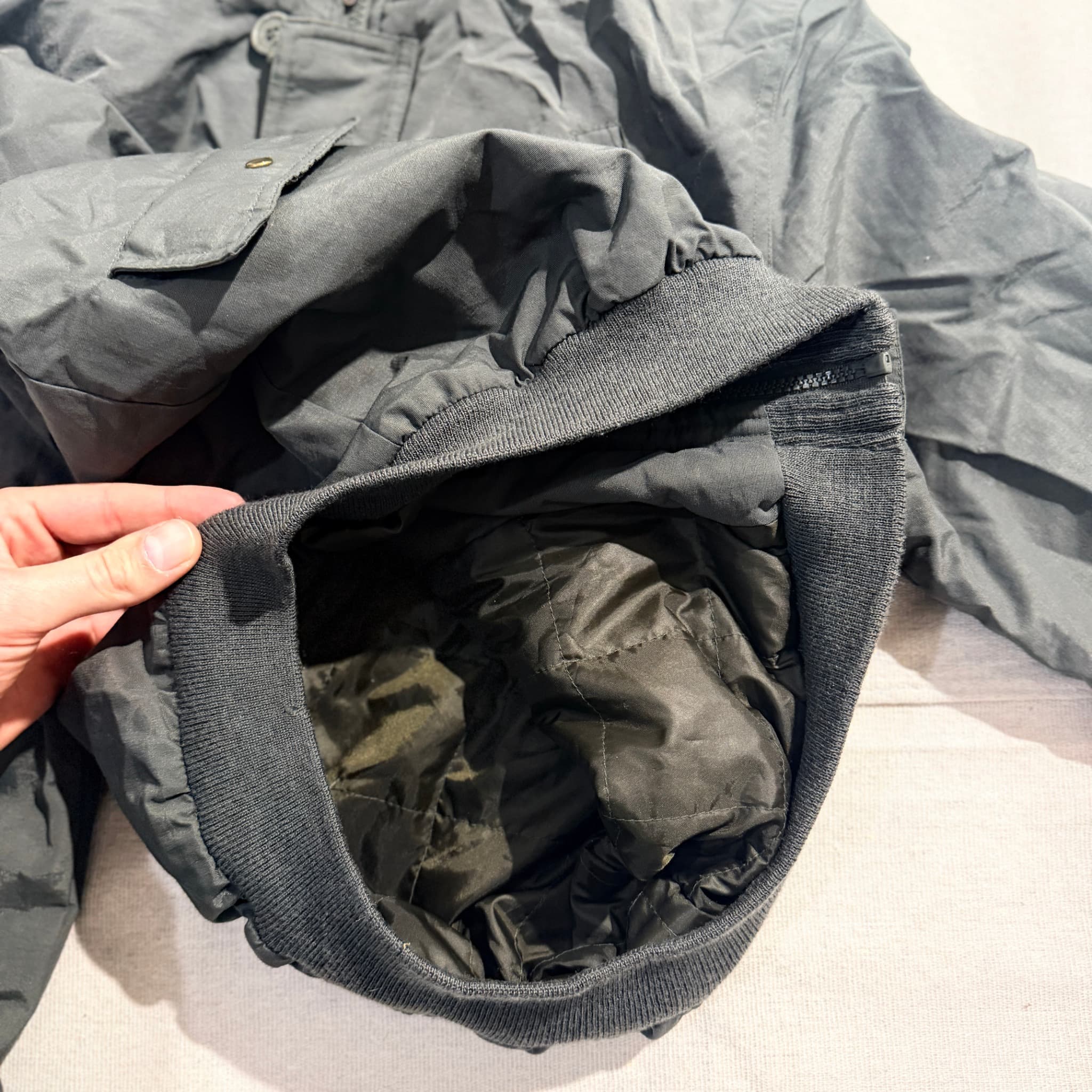 Vintage Dark Green Bomber Jacket Faux Fur Hood — photo 5 of 9