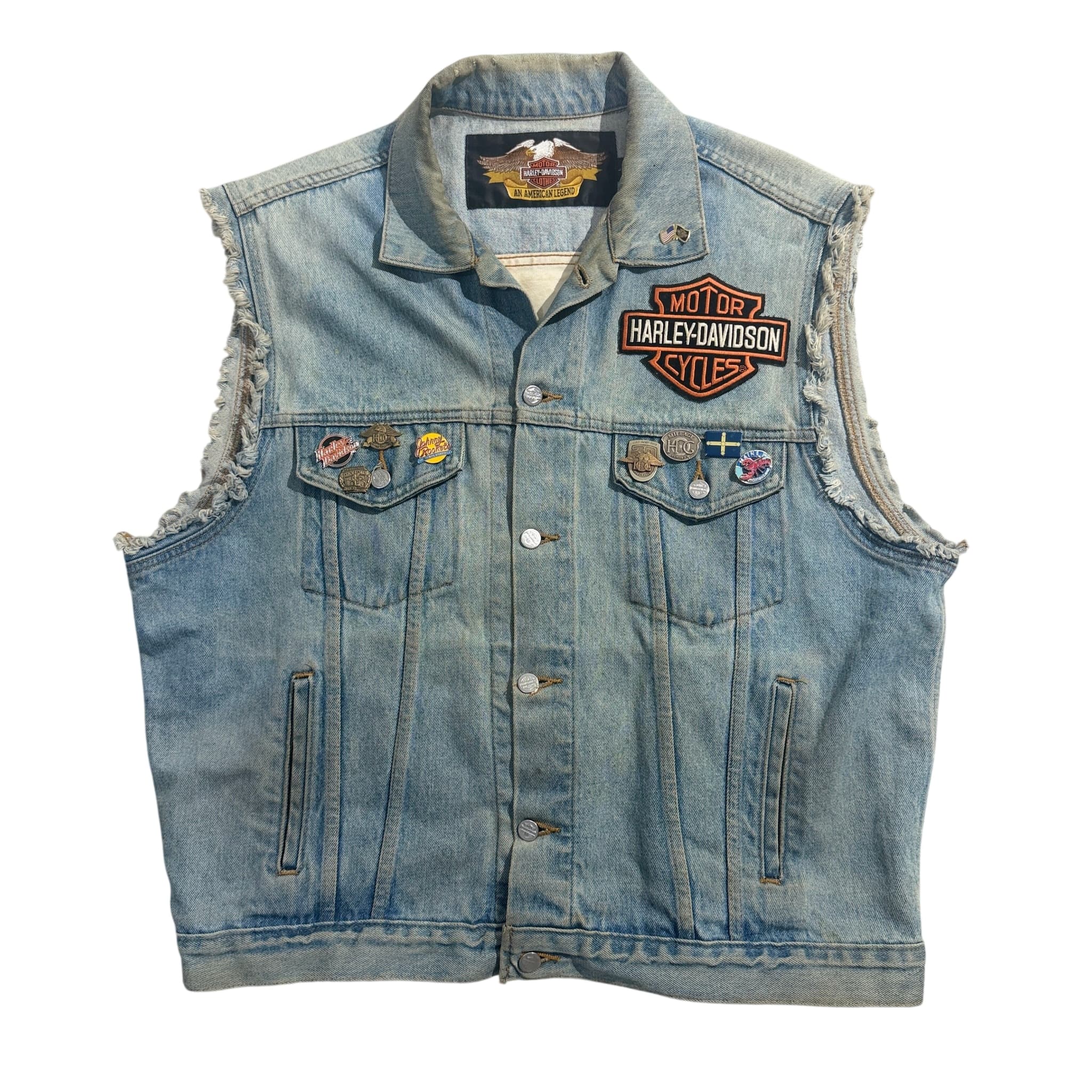 Vintage Harley-Davidson Denim Cut-Off Vest With Patches — photo 1 of 10