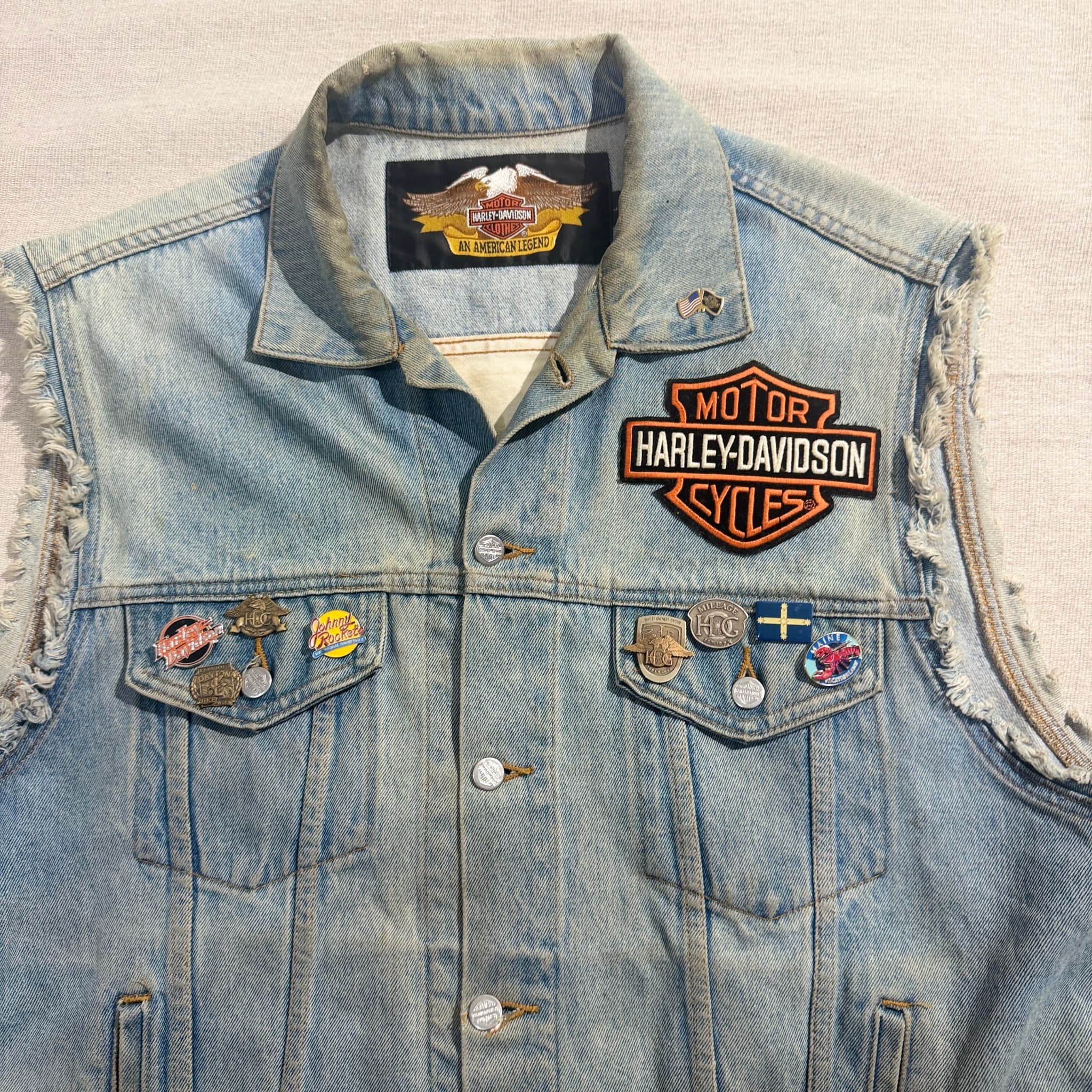 Vintage Harley-Davidson Denim Cut-Off Vest With Patches — photo 2 of 10