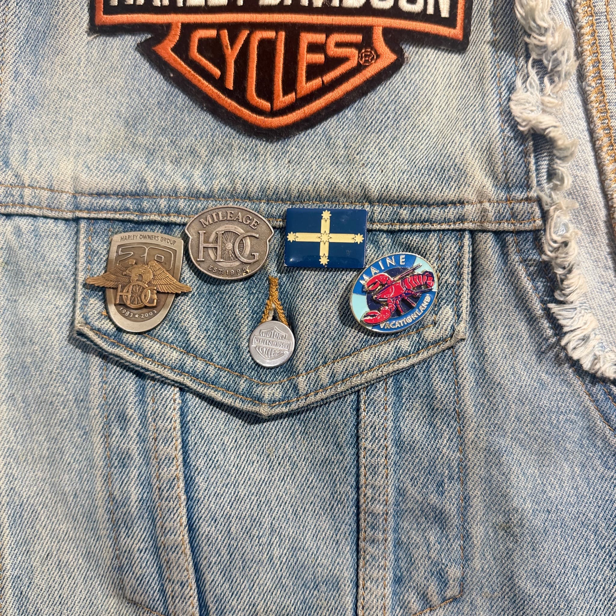 Vintage Harley-Davidson Denim Cut-Off Vest With Patches — photo 3 of 10