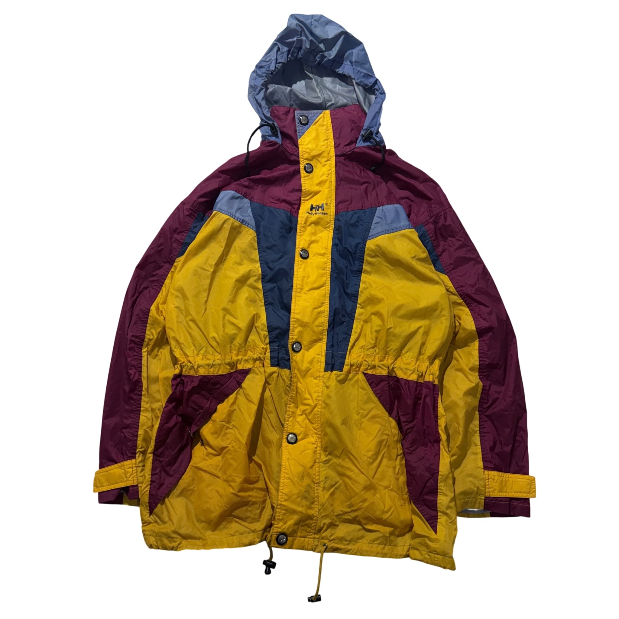 Vintage Helly Hansen Colorblock Sailing Jacket Yellow Maroon Unisex — photo 1 of 12