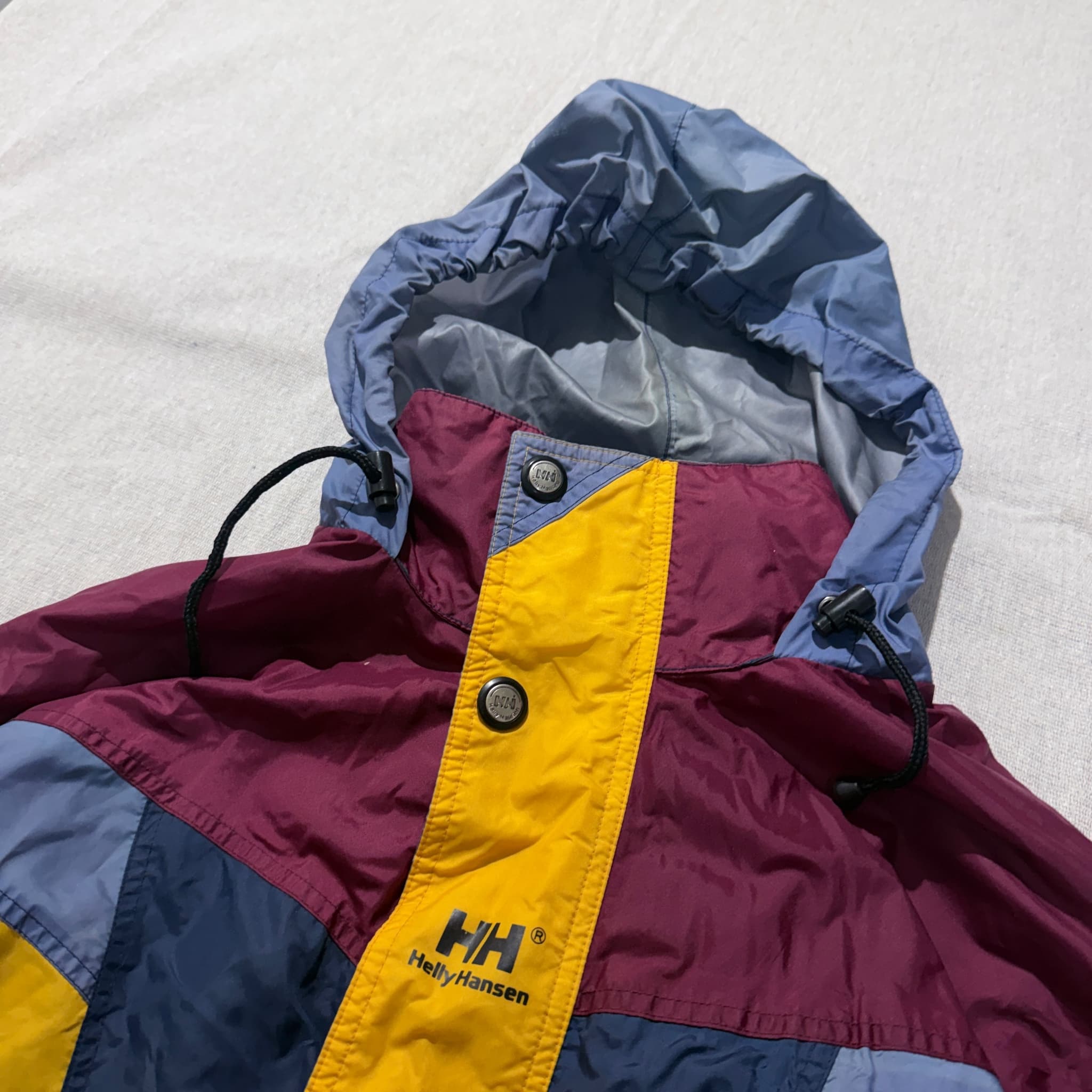 Vintage Helly Hansen Colorblock Sailing Jacket Yellow Maroon Unisex — photo 4 of 12