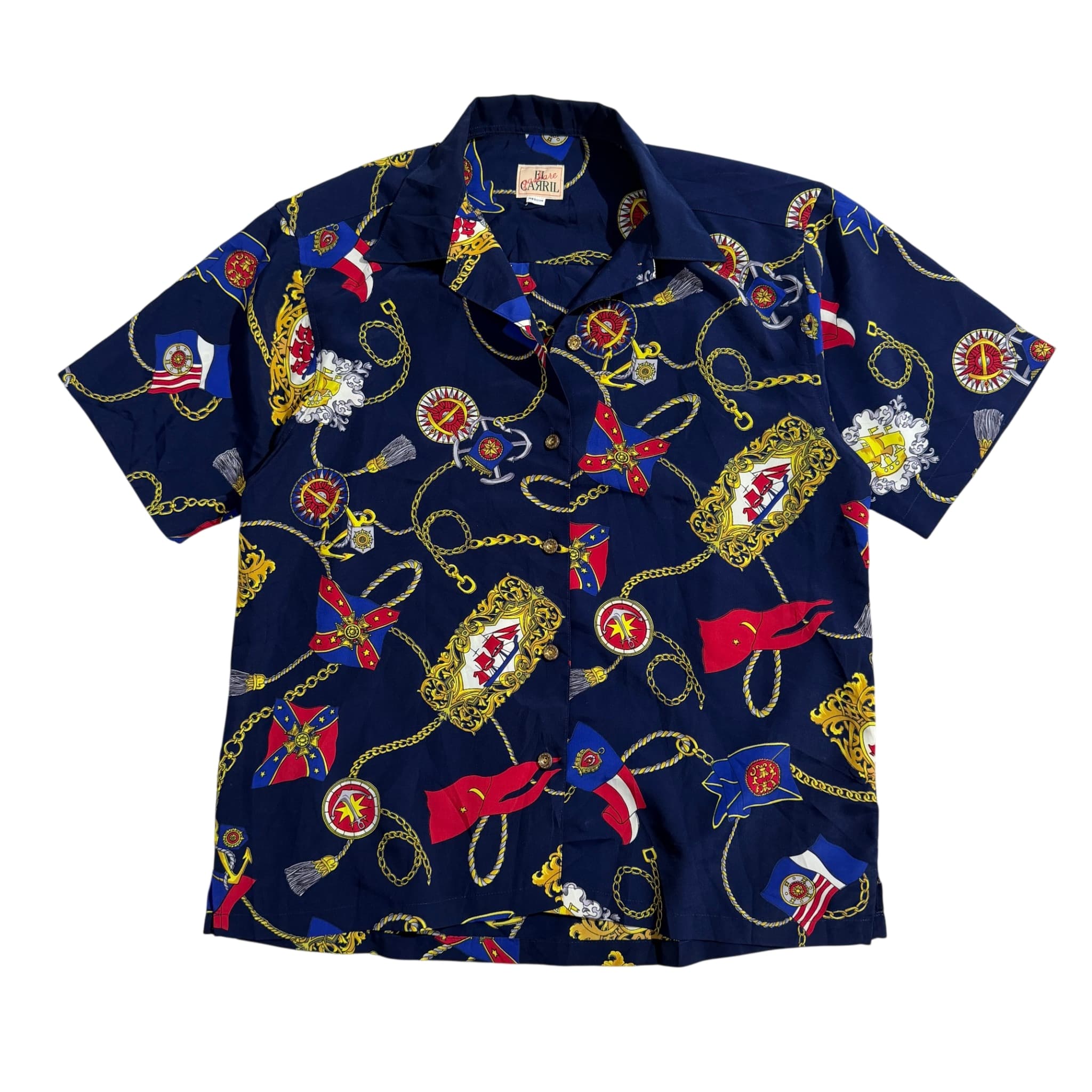Vintage Nautical Print Short Sleeve Button-Up Shirt — photo 1 of 7