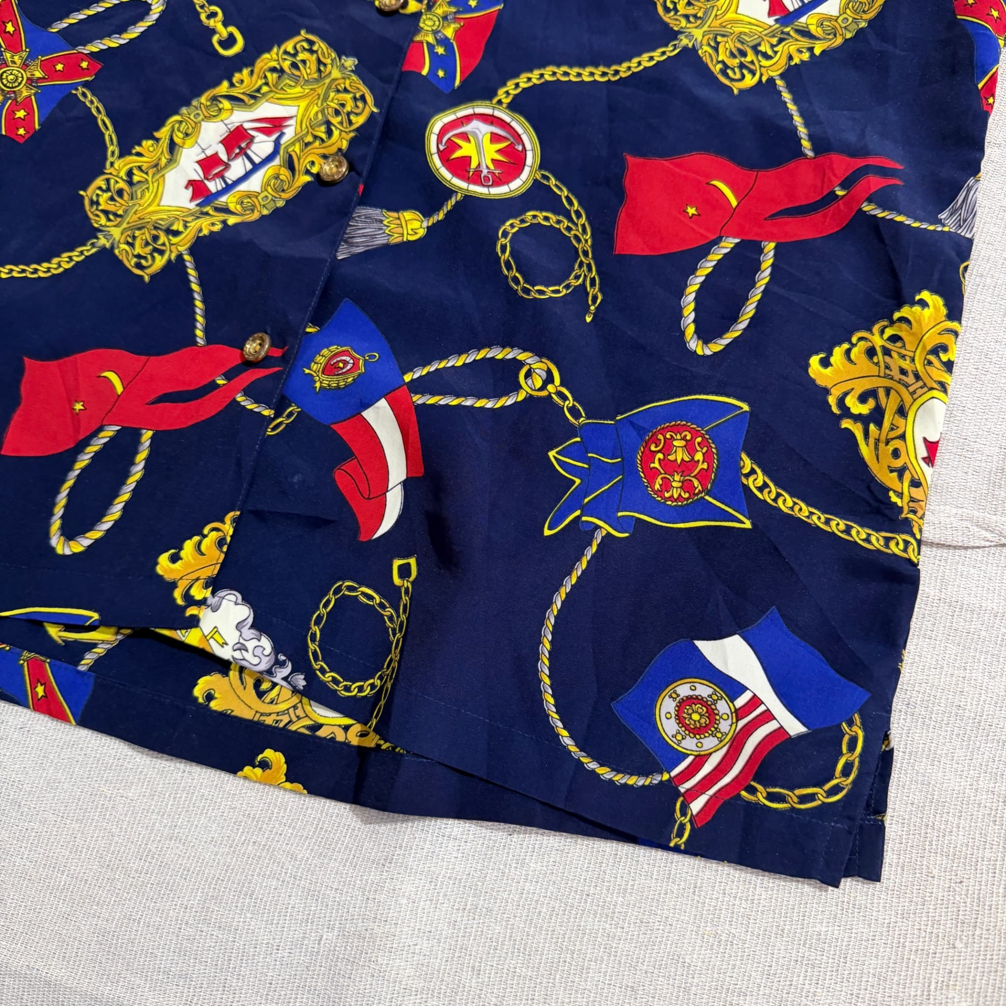 Vintage Nautical Print Short Sleeve Button-Up Shirt — photo 3 of 7