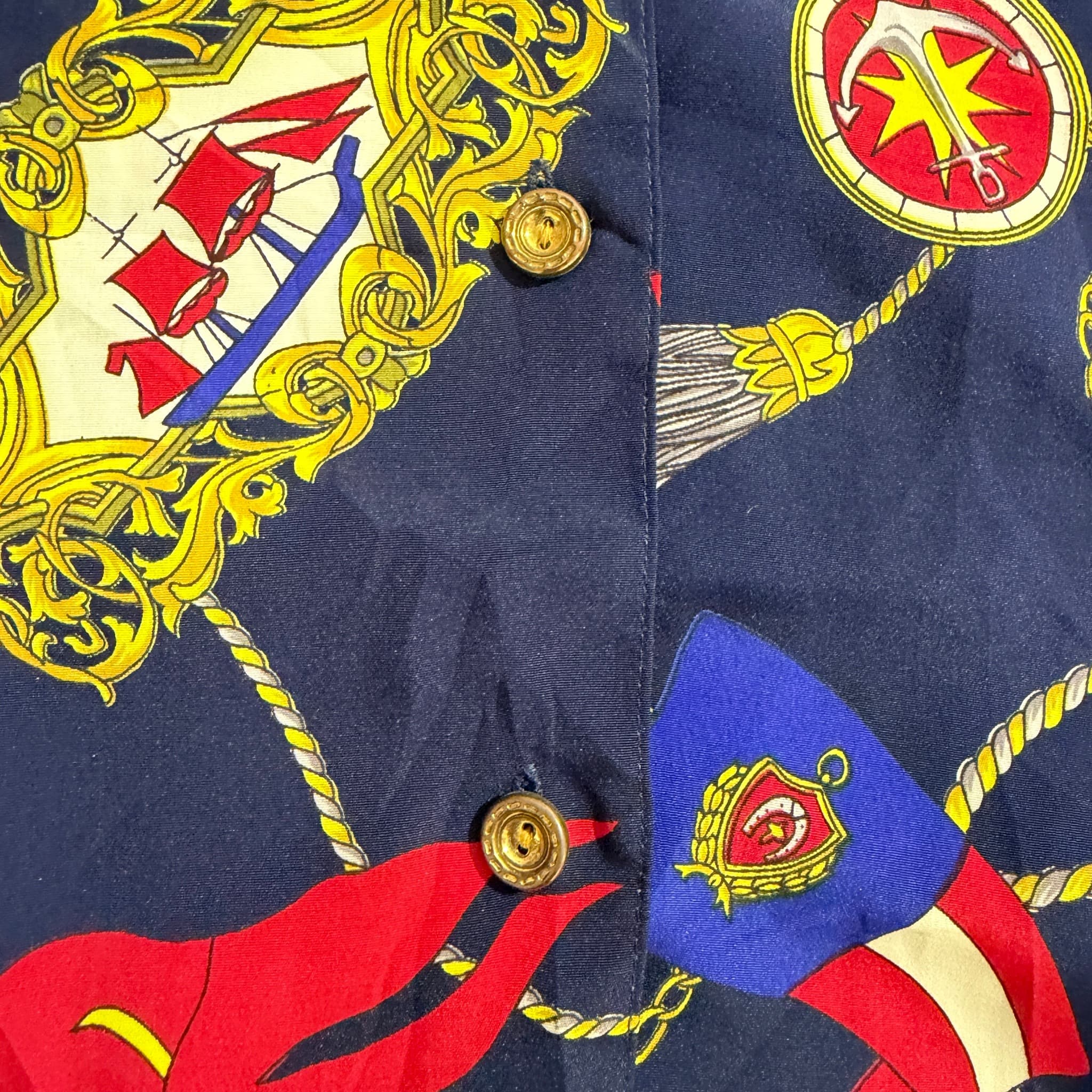 Vintage Nautical Print Short Sleeve Button-Up Shirt — photo 4 of 7
