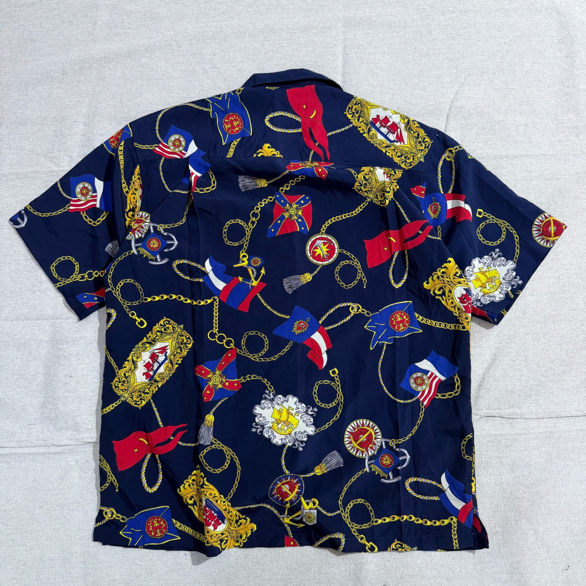 Vintage Nautical Print Short Sleeve Button-Up Shirt — photo 6 of 7