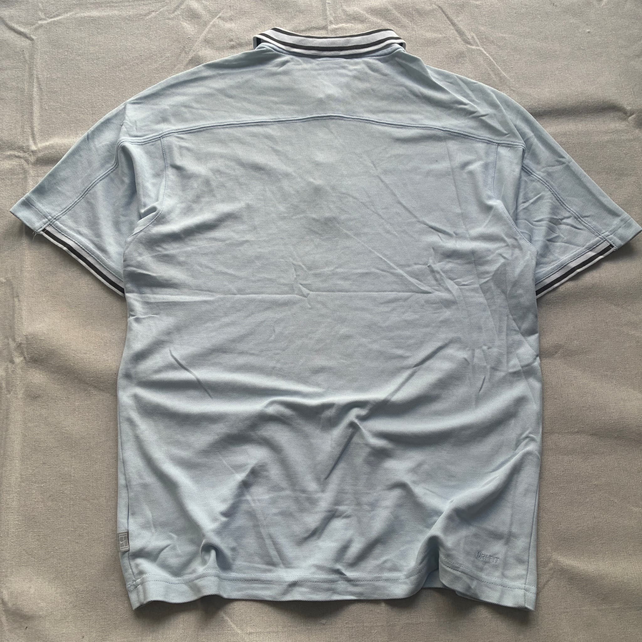 Vintage Nike Light Blue Polo Shirt With Striped Collar And Cuffs Size L — photo 5 of 6