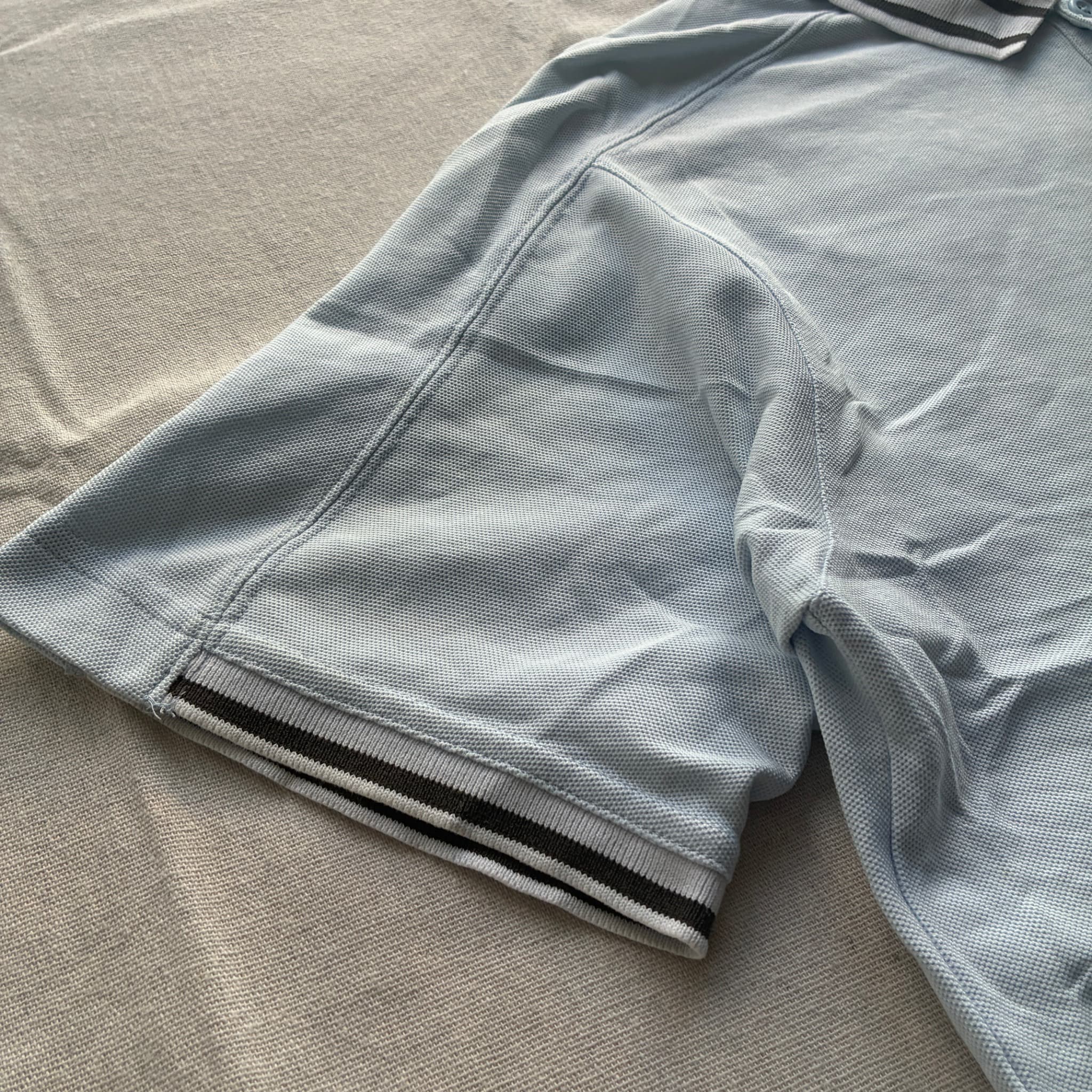 Vintage Nike Light Blue Polo Shirt With Striped Collar And Cuffs Size L — photo 2 of 6