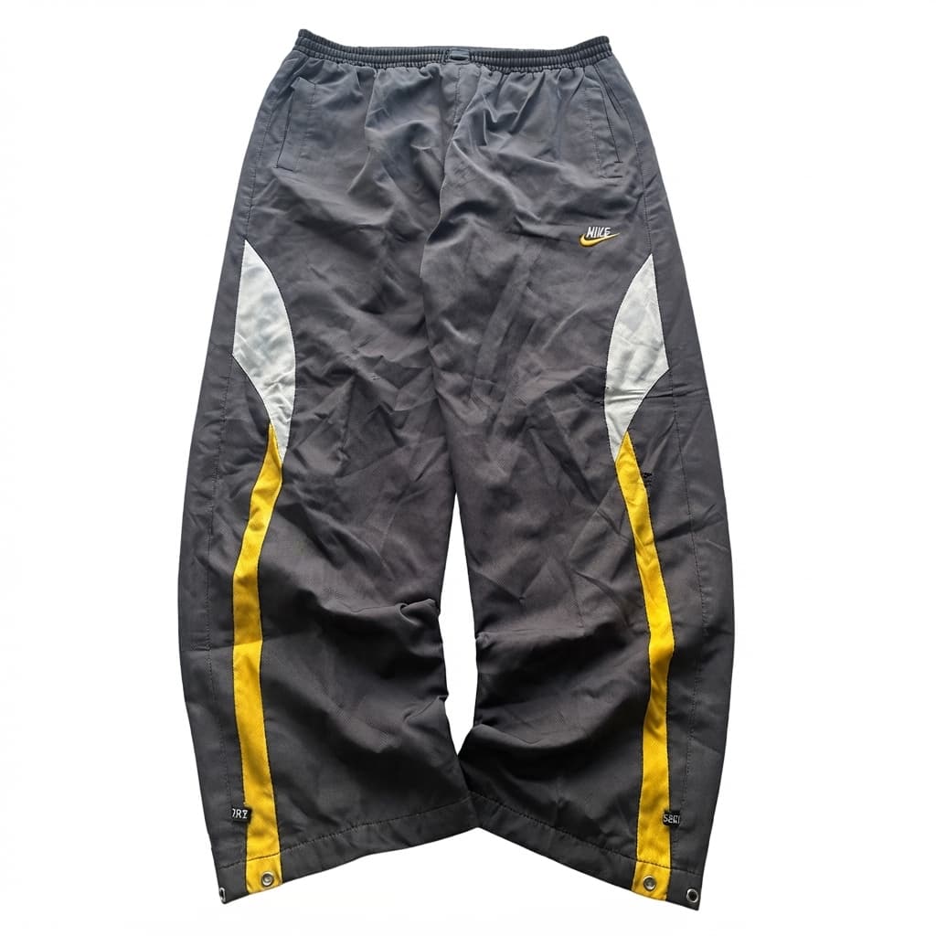 Vintage Nike Nylon Track Pants Grey Yellow Size 10 — photo 1 of 7