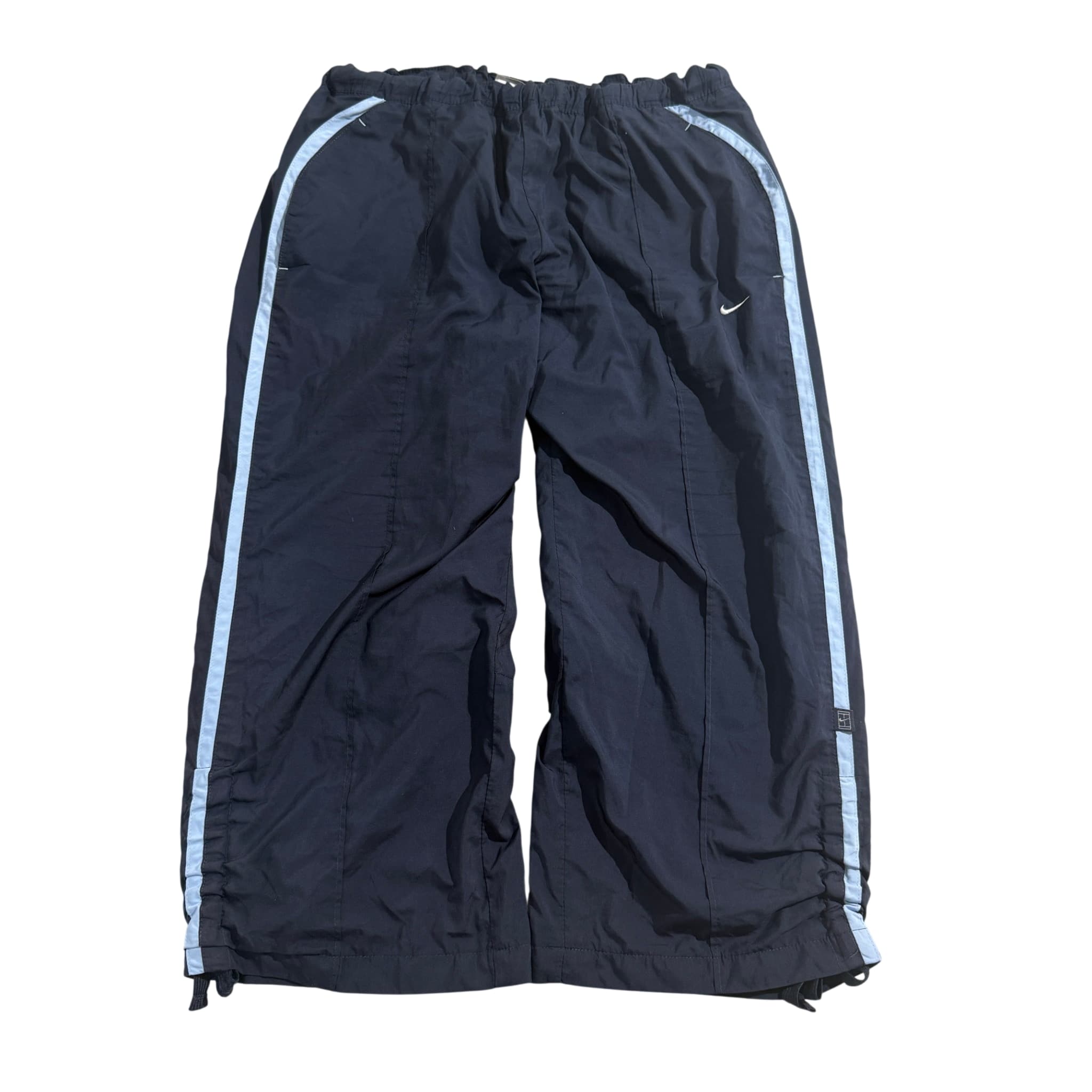 Vintage Nike Tennis Court Logo Nylon Track Pants Navy Blue