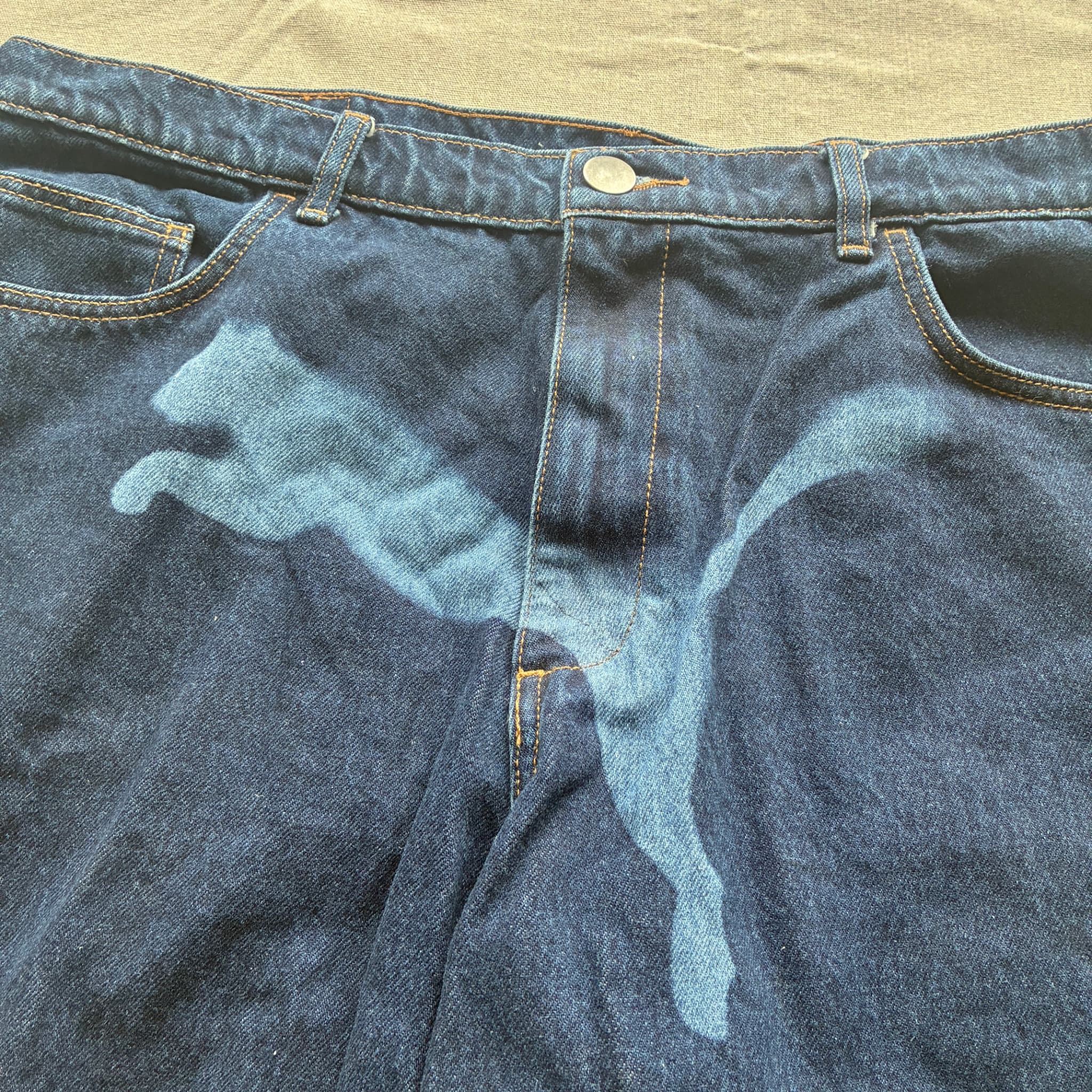 Vintage Puma Denim Shorts Blue Large Logo Print Size 36 — photo 3 of 8