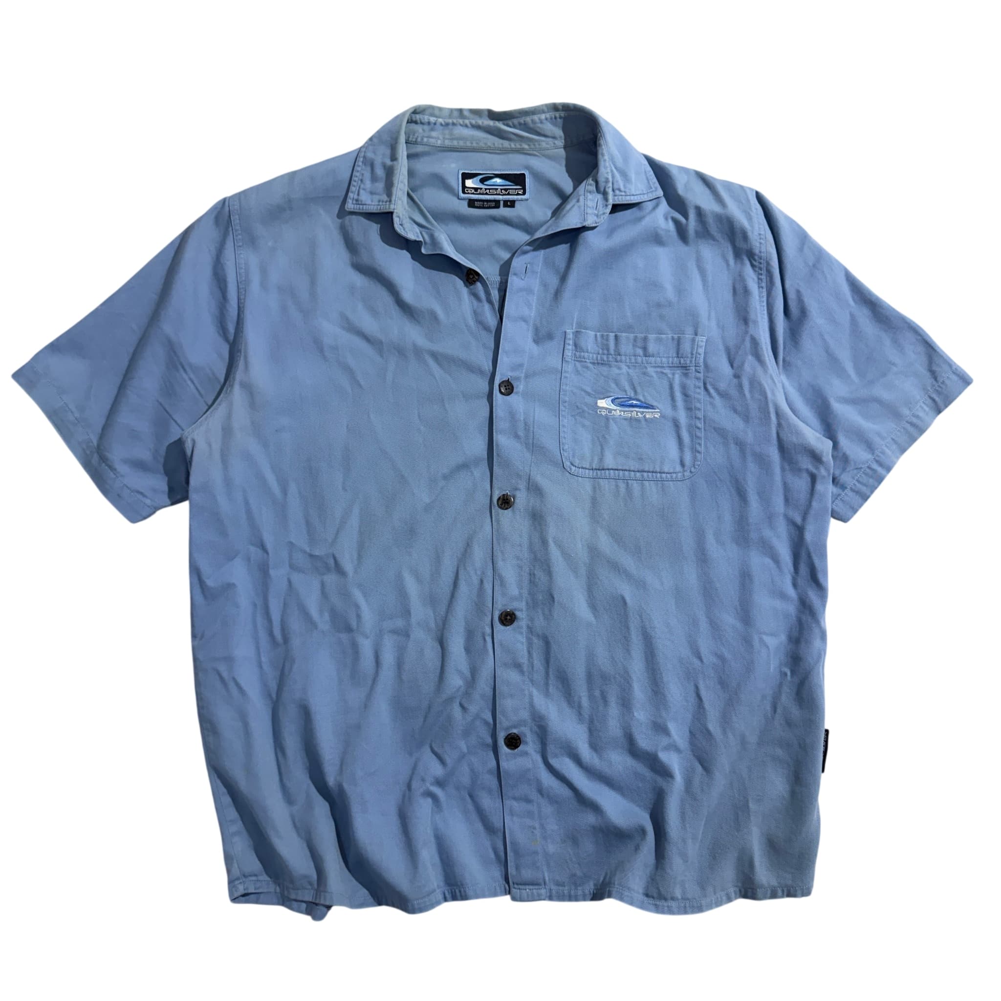 Vintage Quiksilver Light Blue Short Sleeve Button-Down Shirt — photo 1 of 6