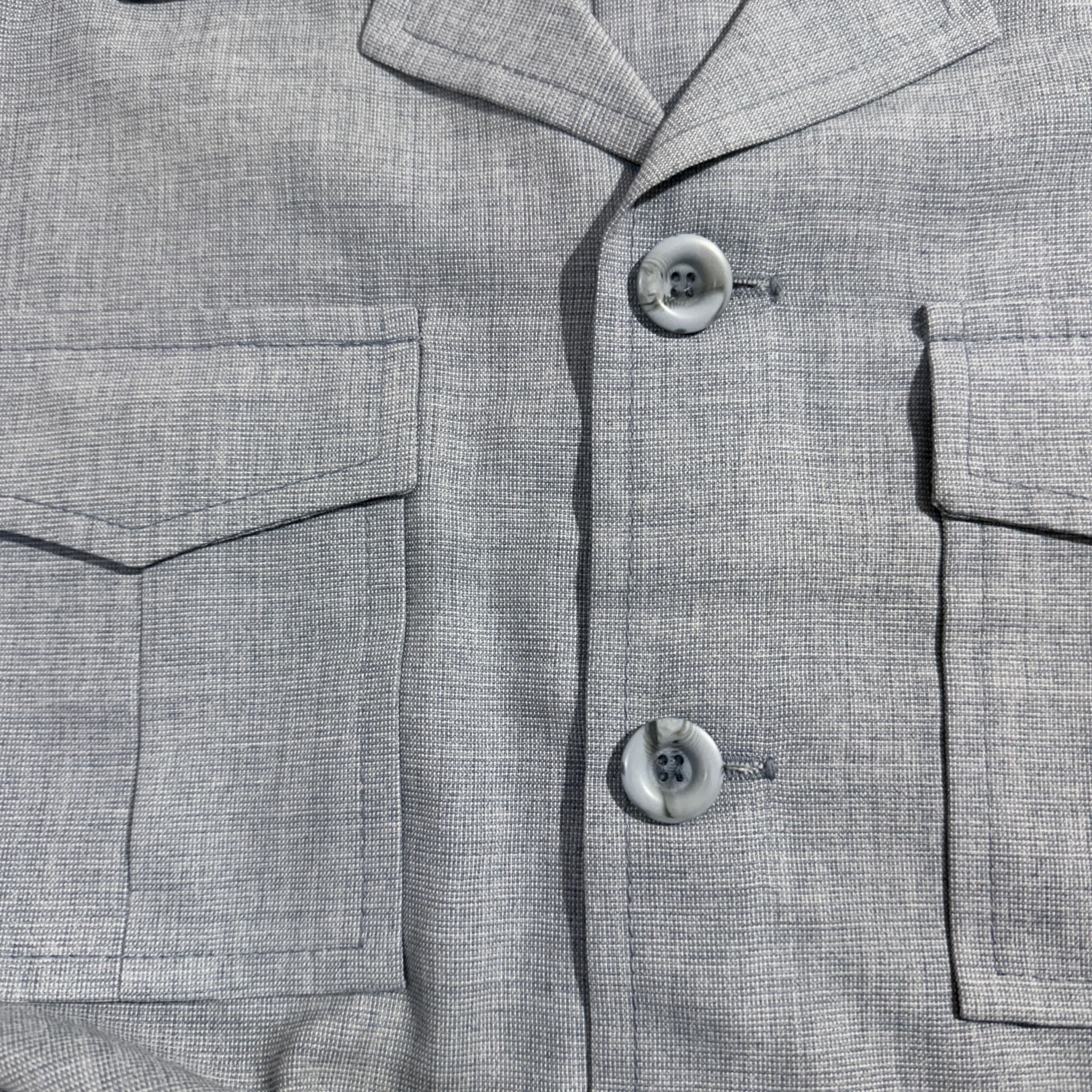 Vintage Short Sleeve Safari Shirt Grey Patterned Button Up — photo 6 of 9