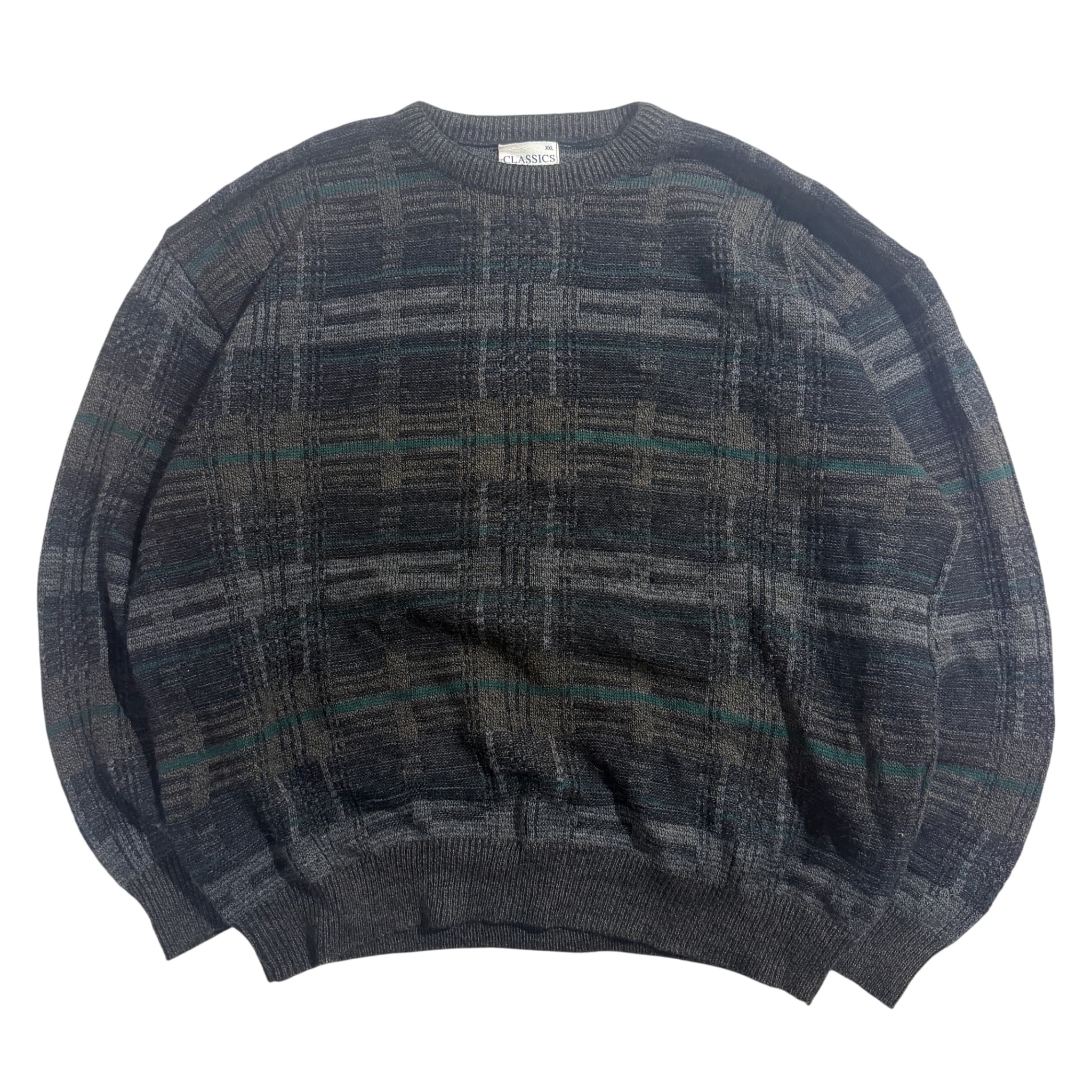 Vintage Textured Plaid Knit Sweater XXL — photo 1 of 6