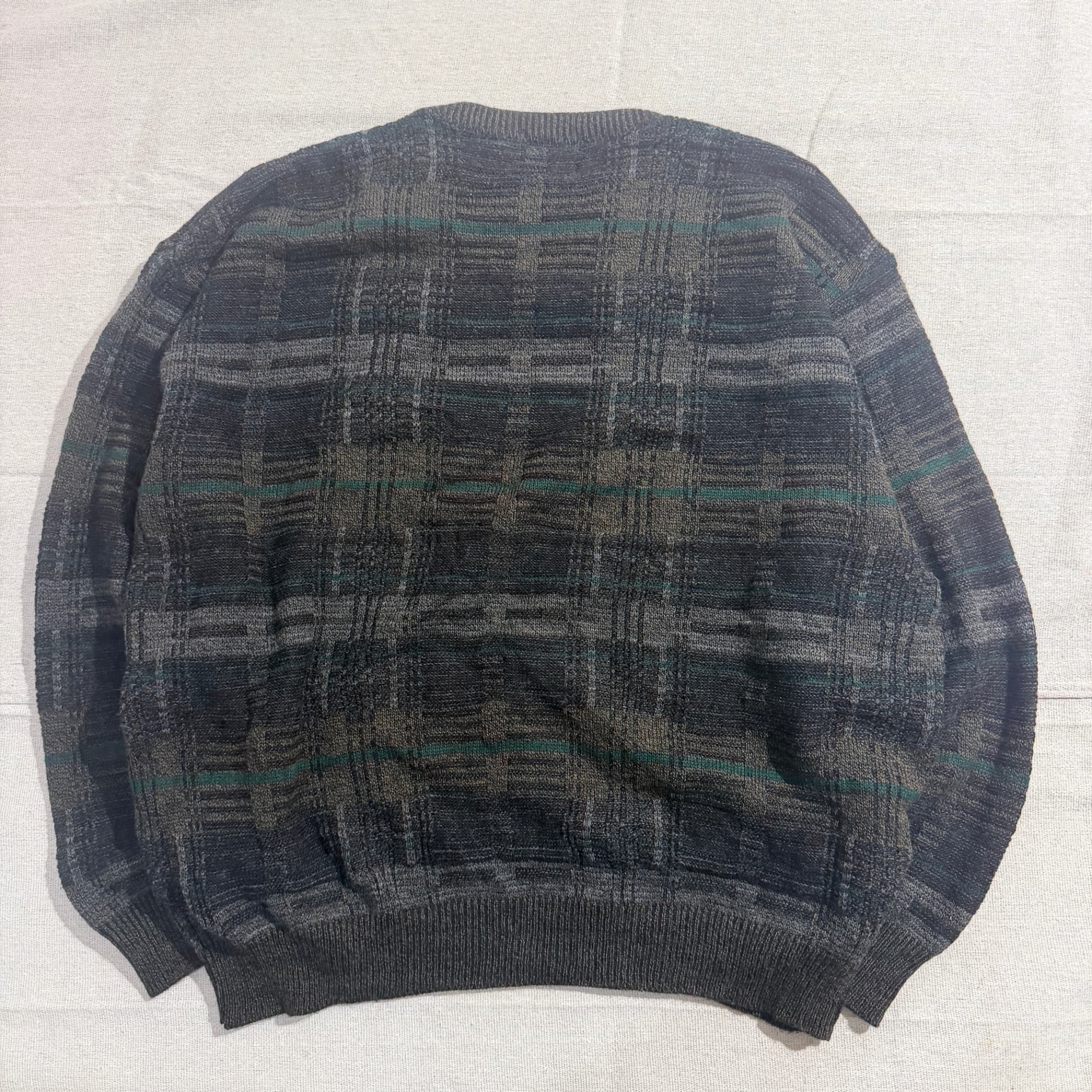 Vintage Textured Plaid Knit Sweater XXL — photo 4 of 6