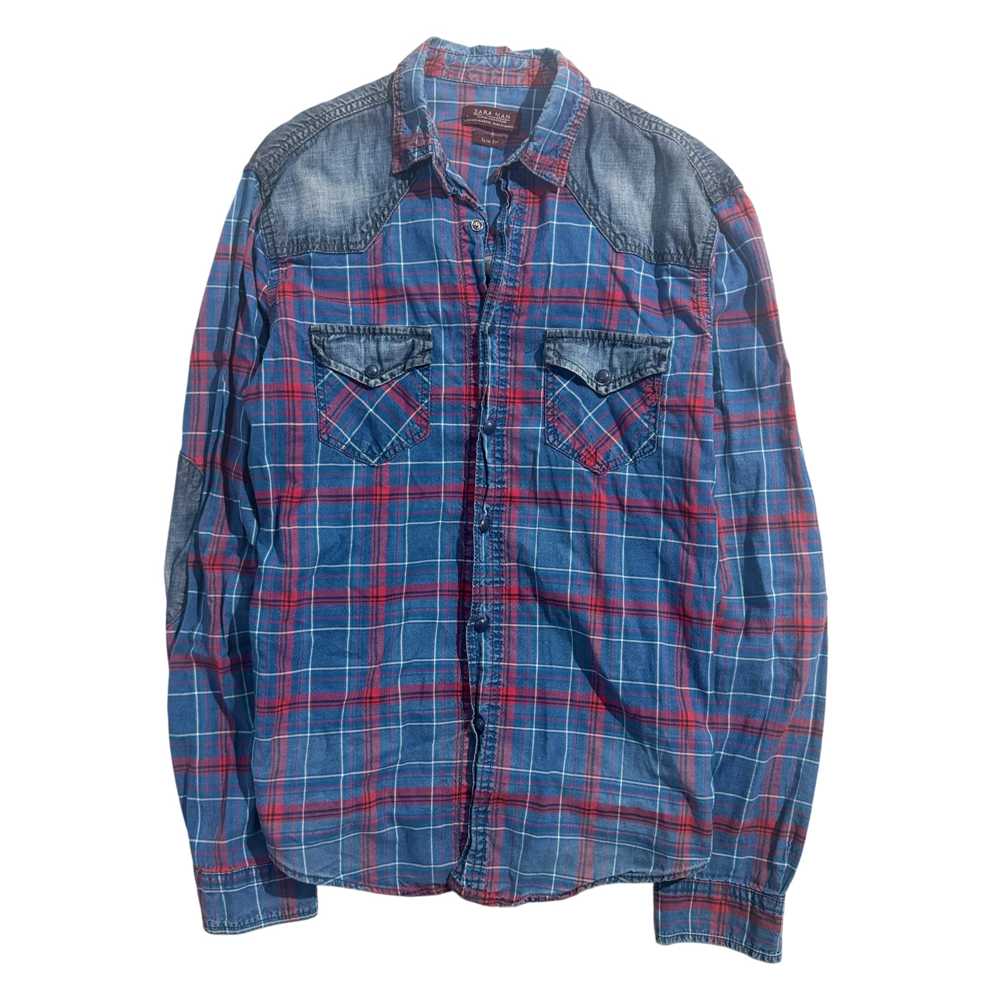 ZARA MAN Man Denim Collection Slim Fit Plaid Western Shirt — photo 1 of 11