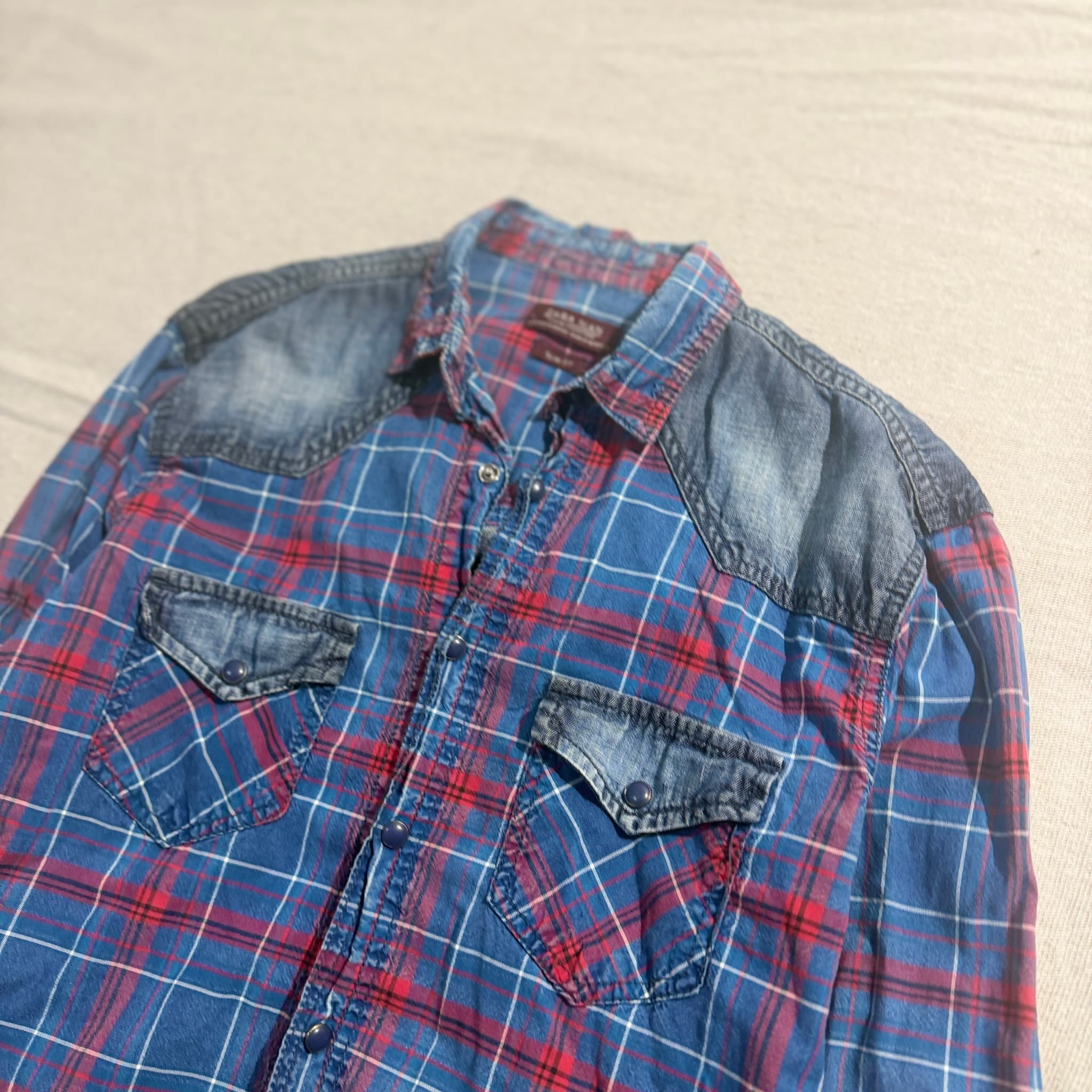 ZARA MAN Man Denim Collection Slim Fit Plaid Western Shirt — photo 2 of 11