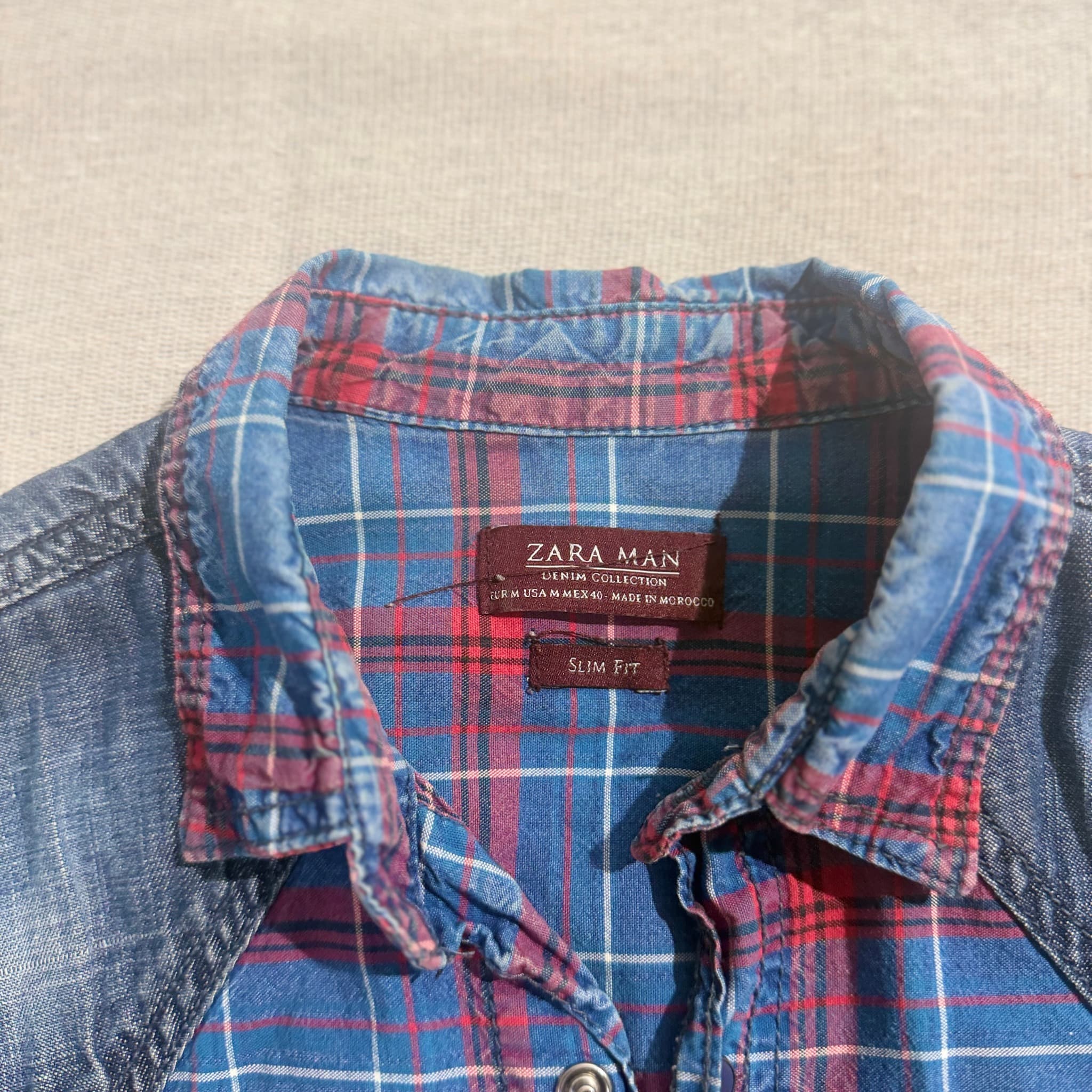 ZARA MAN Man Denim Collection Slim Fit Plaid Western Shirt — photo 3 of 11