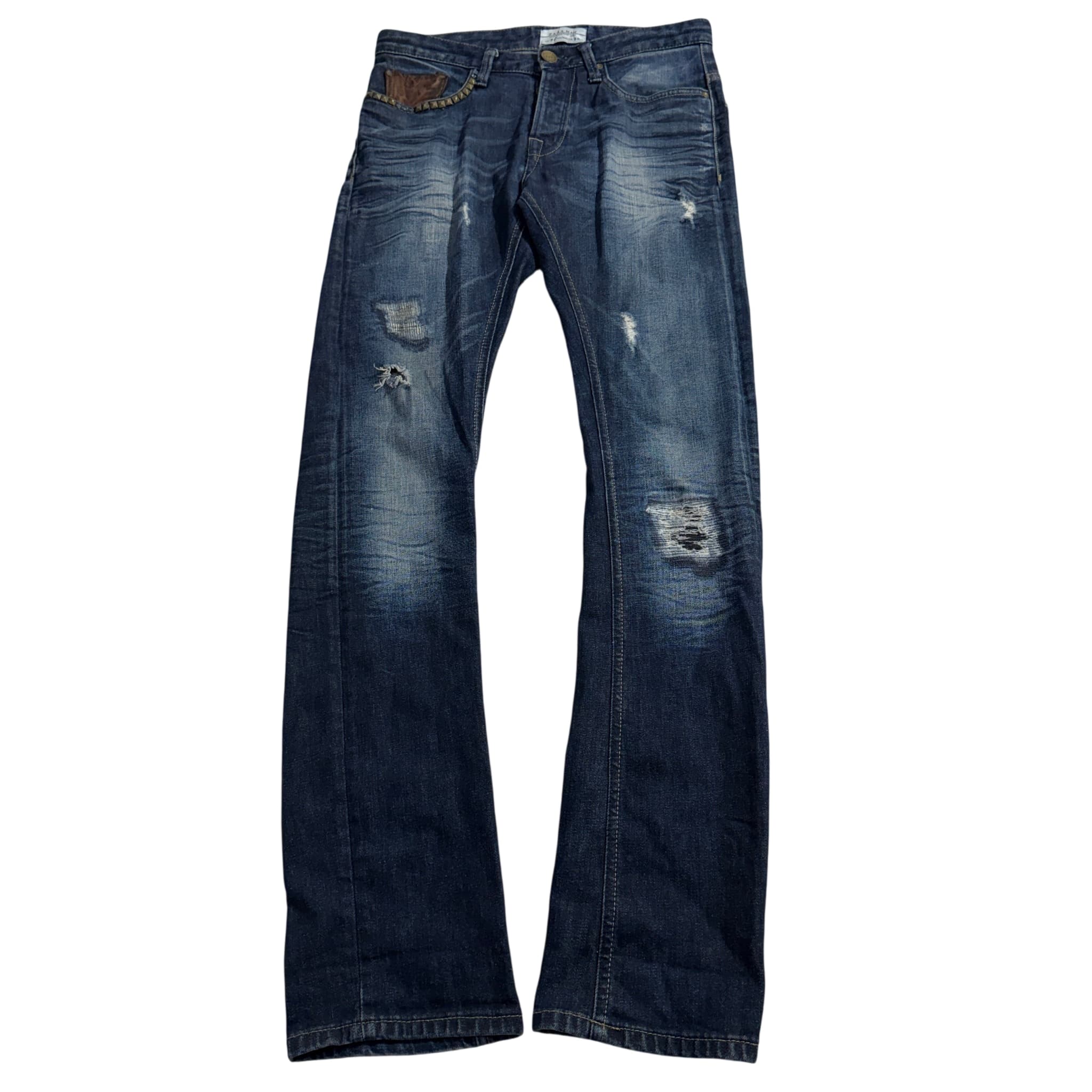 ZARA MAN Man Distressed Slim Fit Jeans Blue Studded Pocket Detail Size 38 — photo 1 of 9