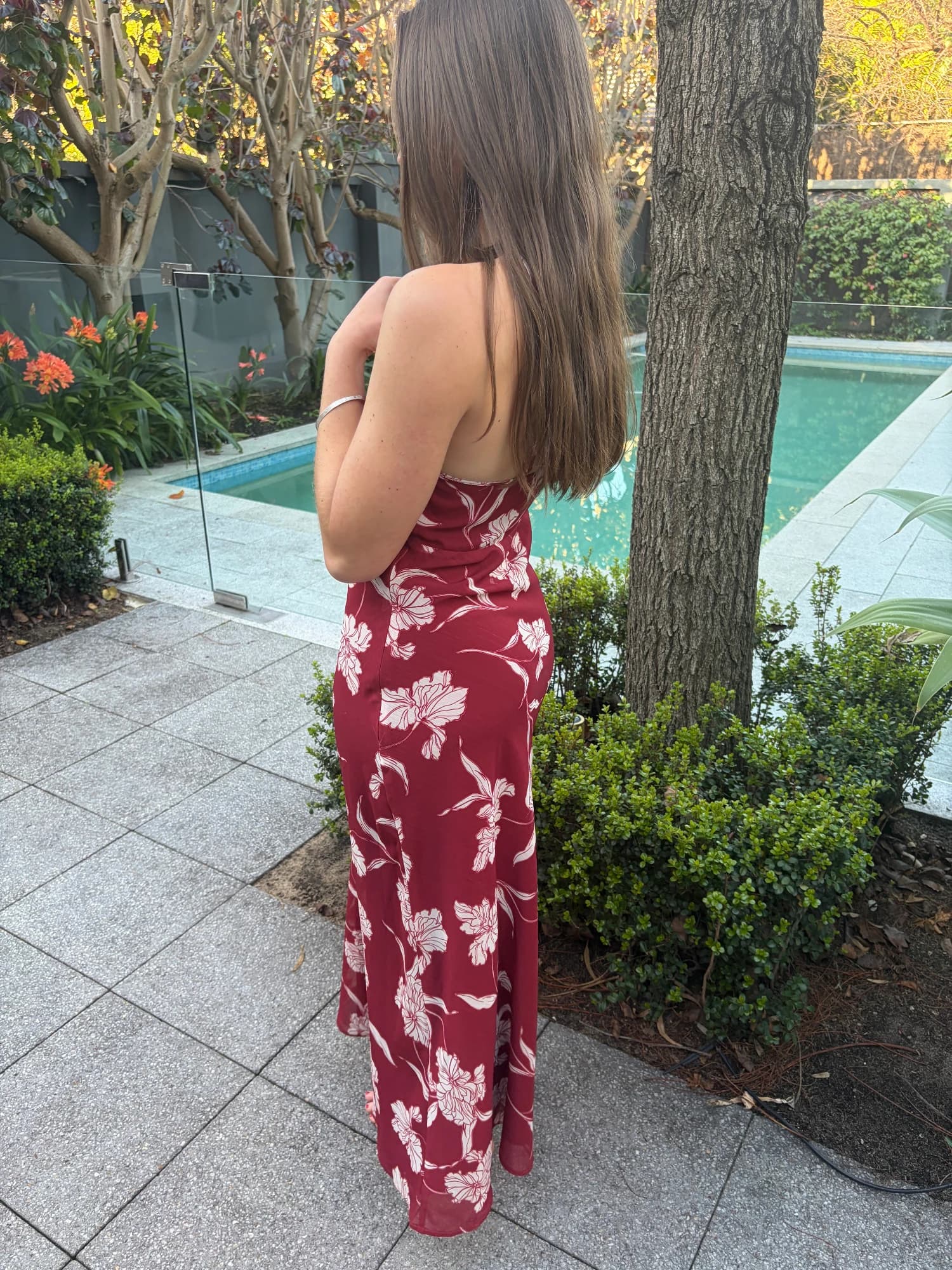Aere Floral Maxi Dress Maroon — photo 1 of 2