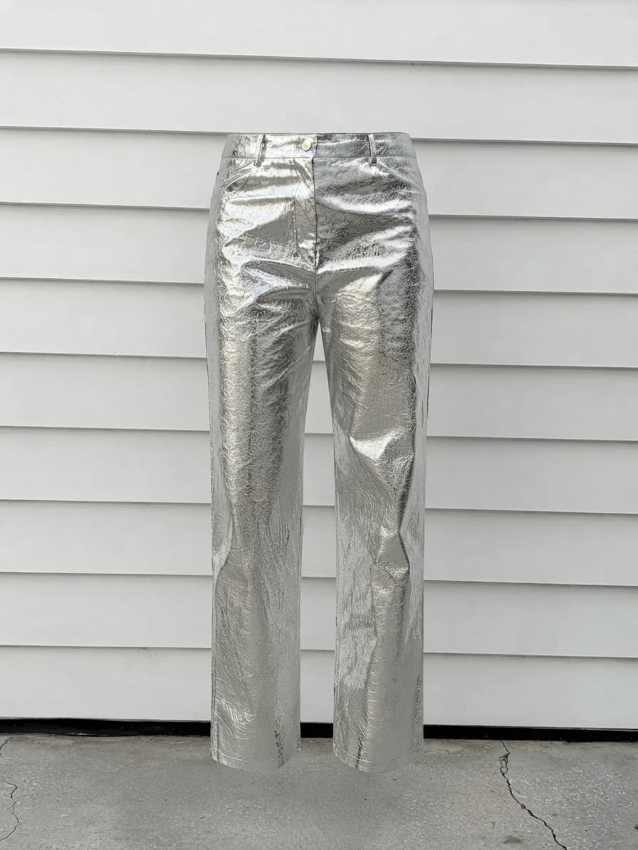 Amylynn Metallic Silver Trousers — photo 1 of 4