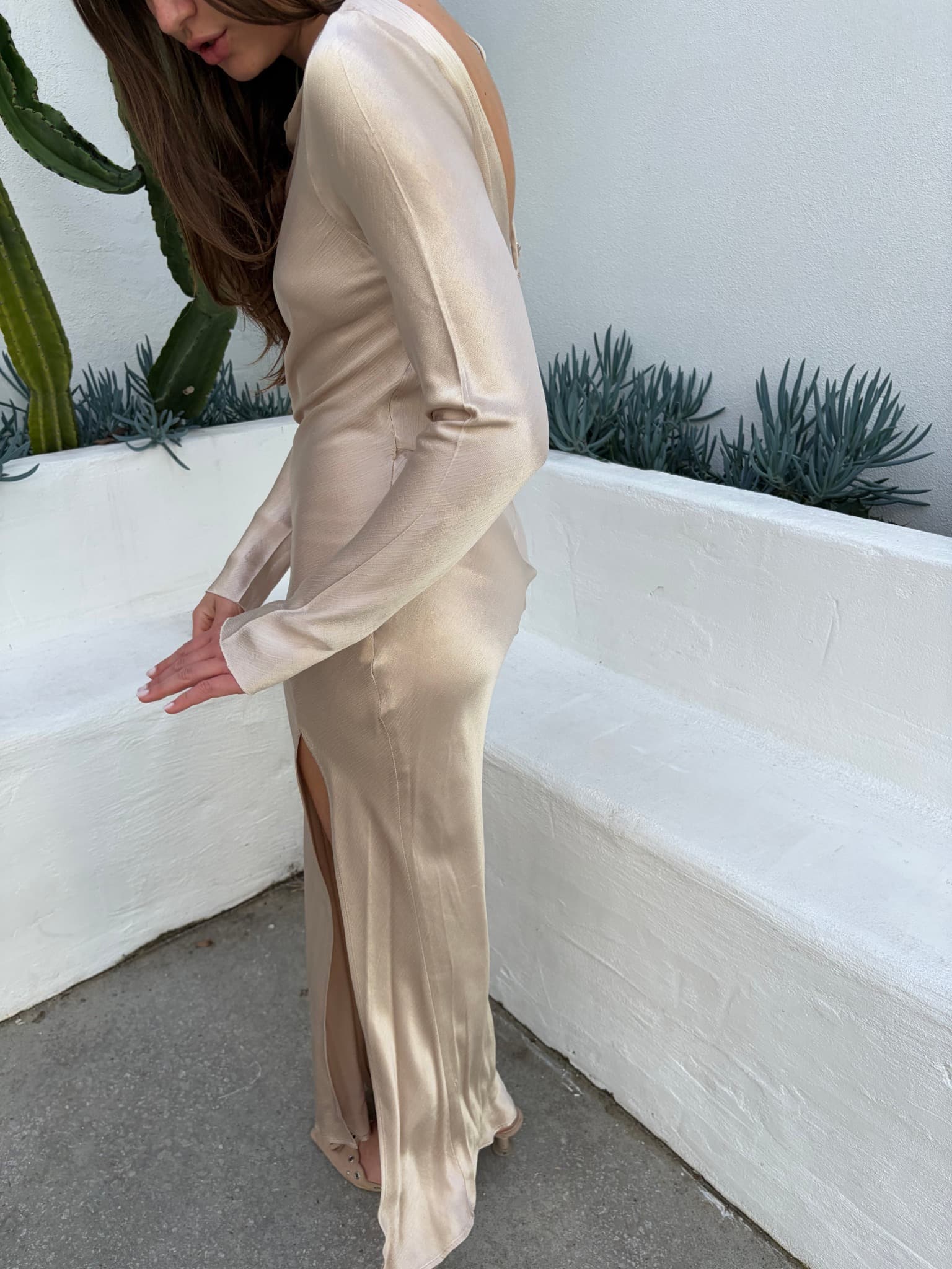 Bec and Bridge Champagne Satin Maxi Dress — photo 8 of 8