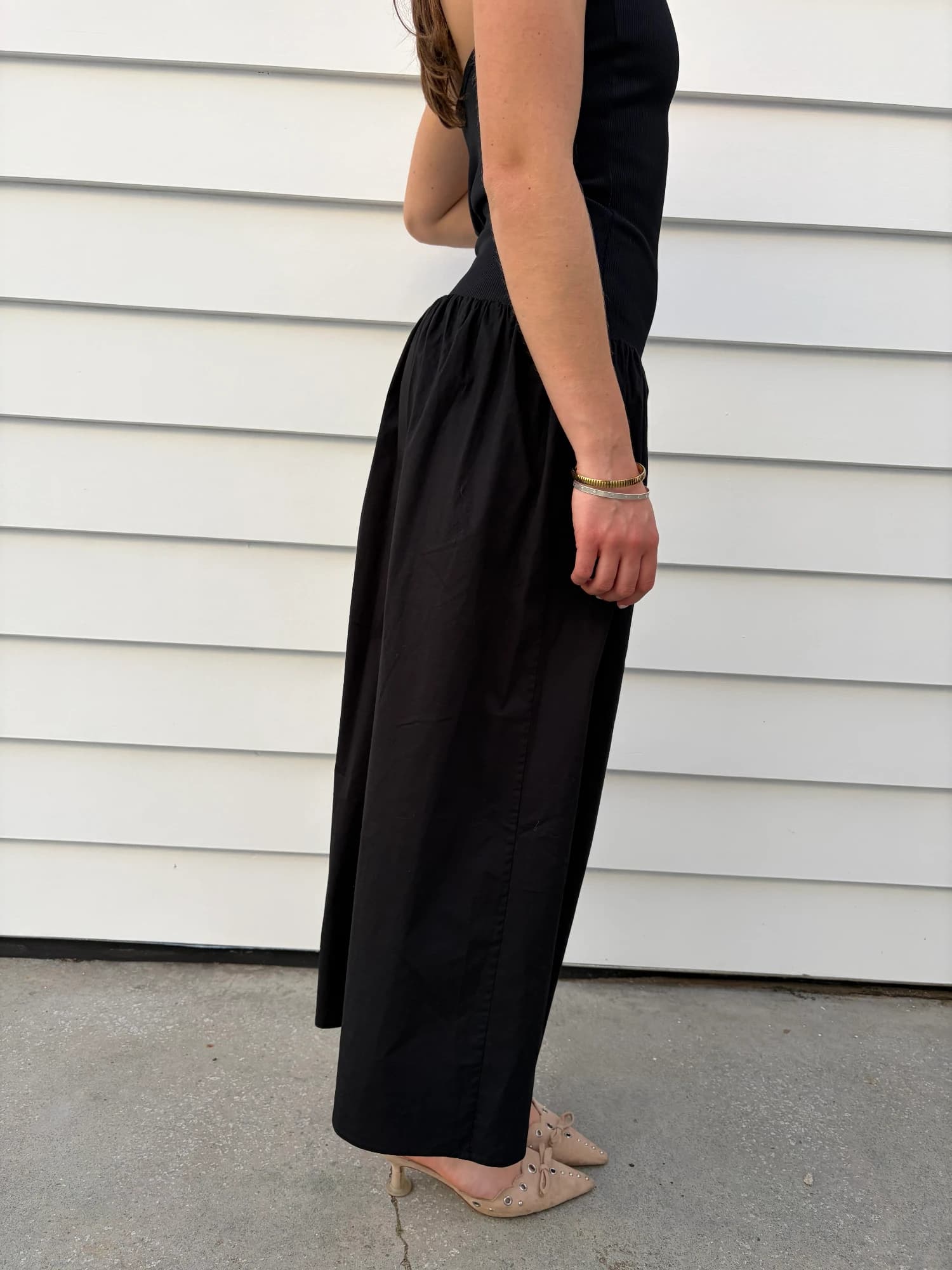 Black Strapless Drop-Waist Midi Dress — photo 2 of 3