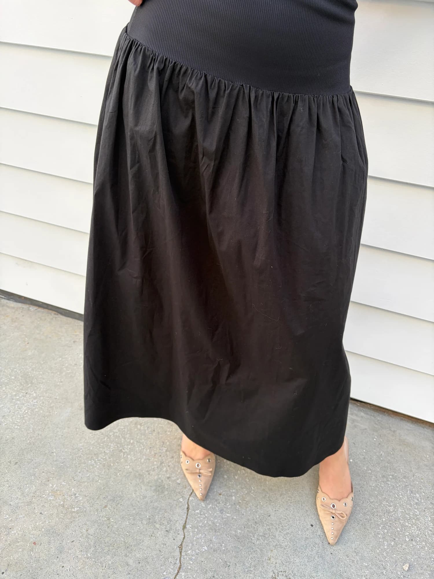 Black Strapless Drop-Waist Midi Dress — photo 3 of 3