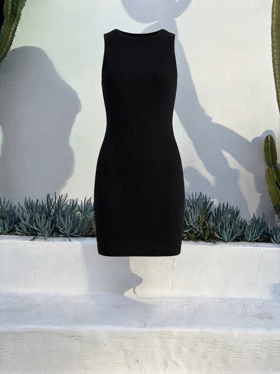Dissh Black Ribbed Knit Sleeveless Mini Dress — photo 2 of 2