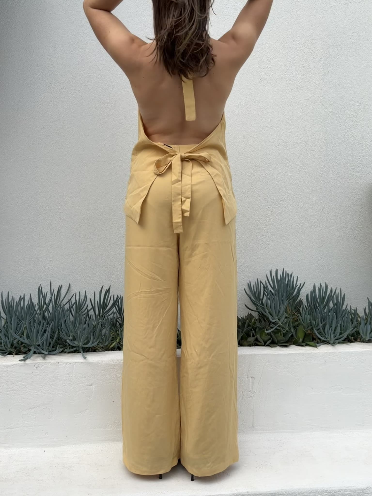 Dissh Yellow Linen-Blend Vest and Wide-Leg Trouser Set — photo 1 of 5