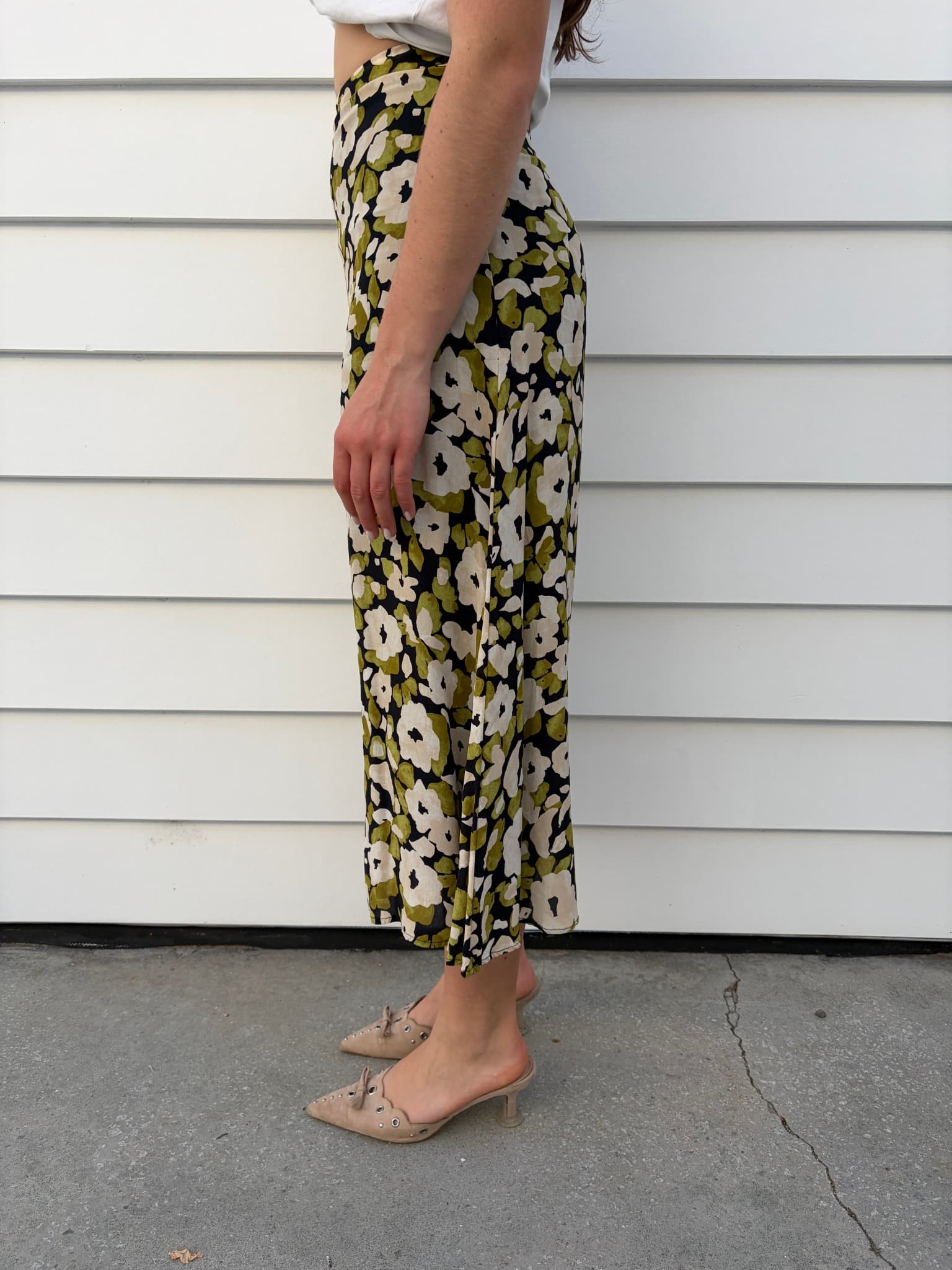 Floral Midi Skirt Green Cream — photo 2 of 3