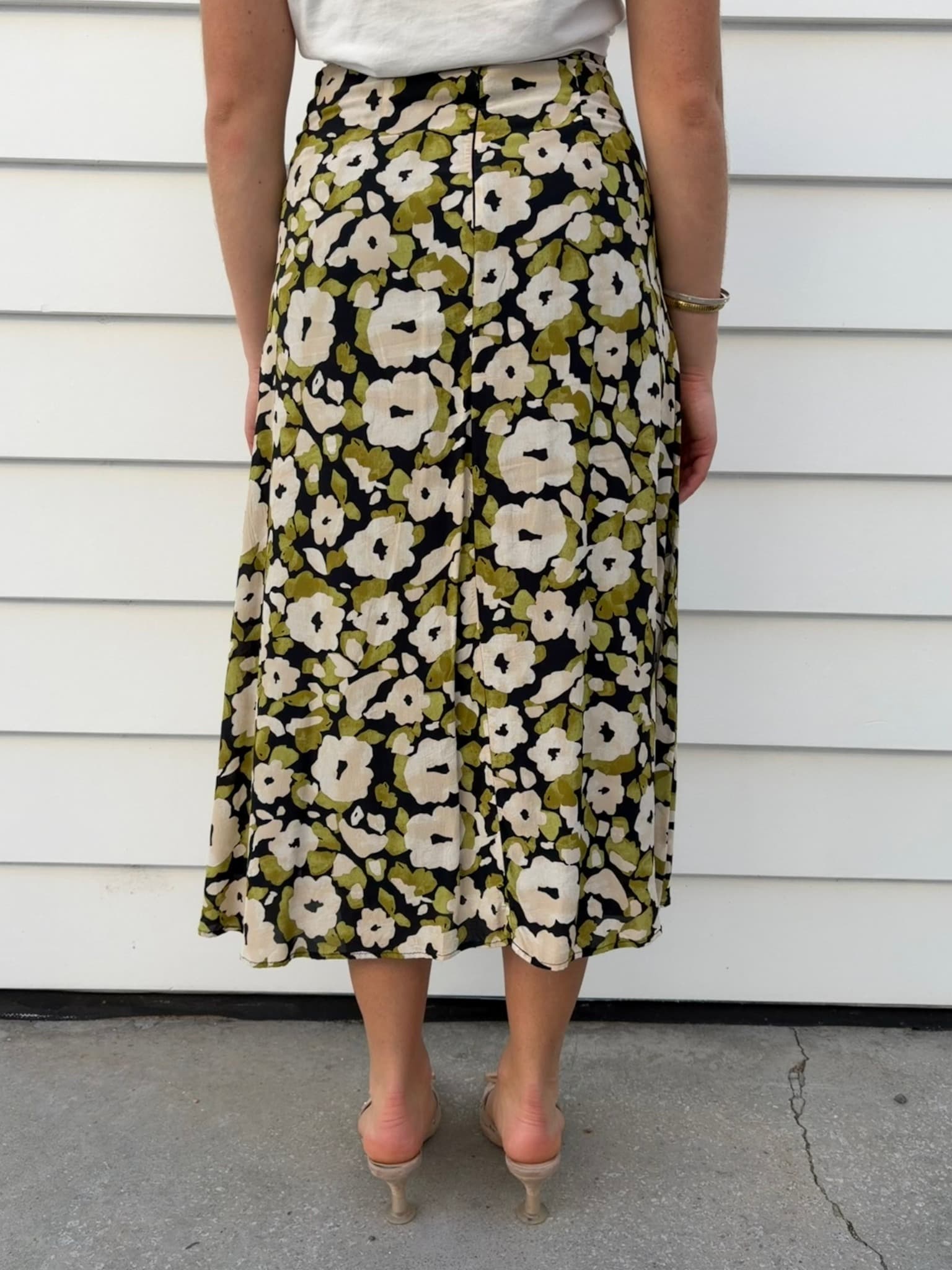 Floral Midi Skirt Green Cream — photo 3 of 3