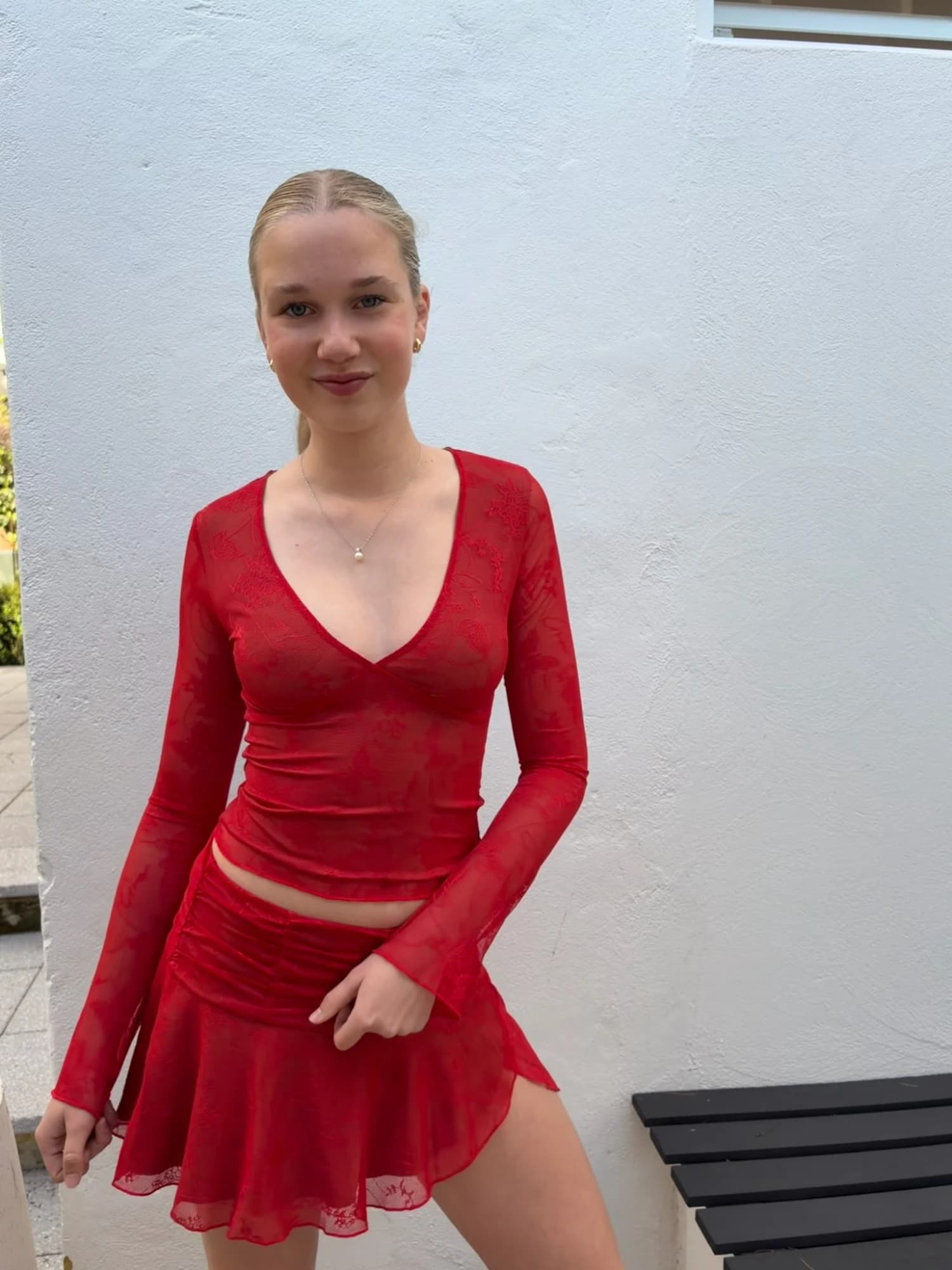 I Am Gia Yvette Red Mesh Two-Piece Set — photo 4 of 4