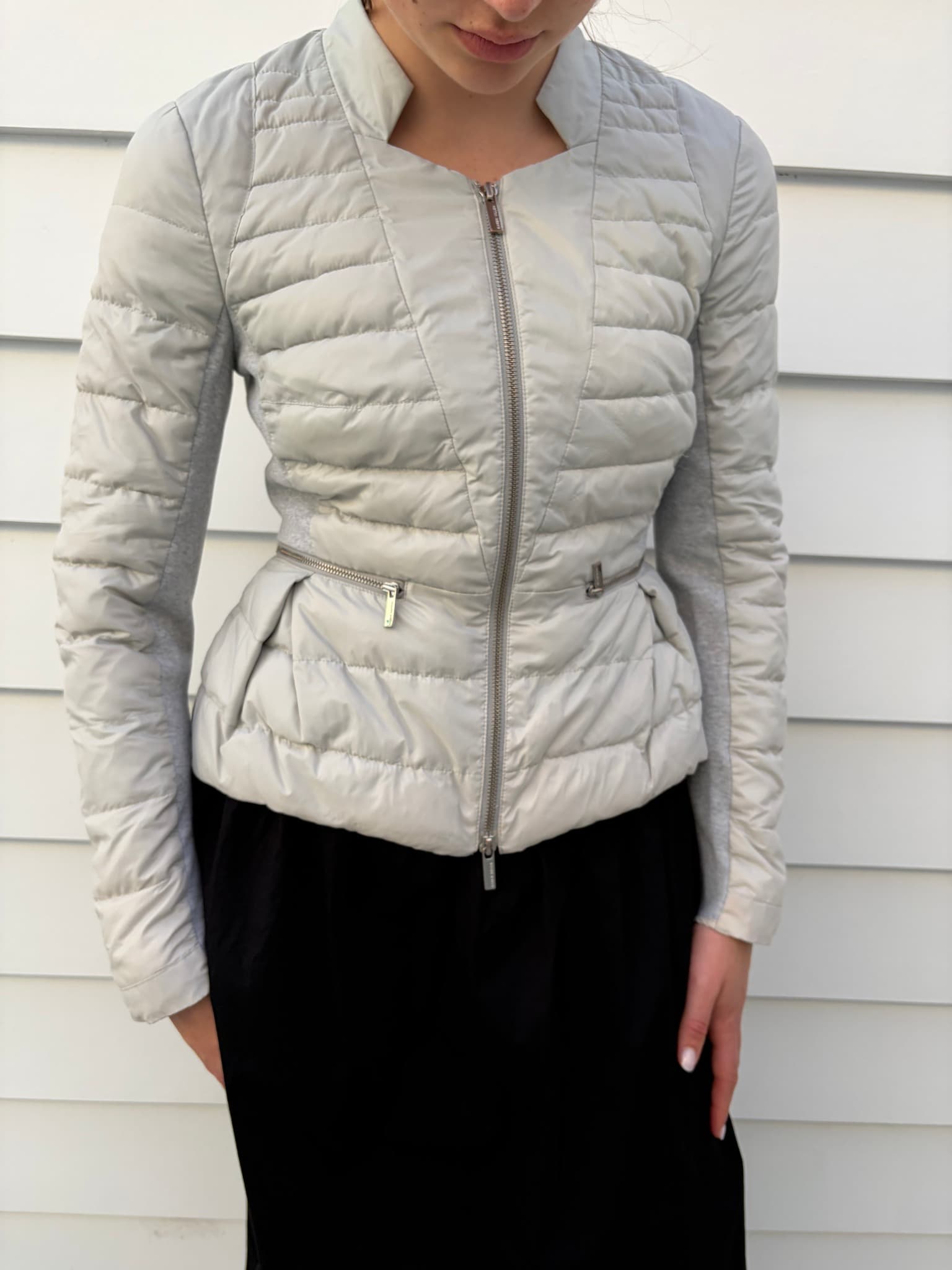 Karen Millen Quilted Peplum Down Jacket Grey — photo 1 of 4