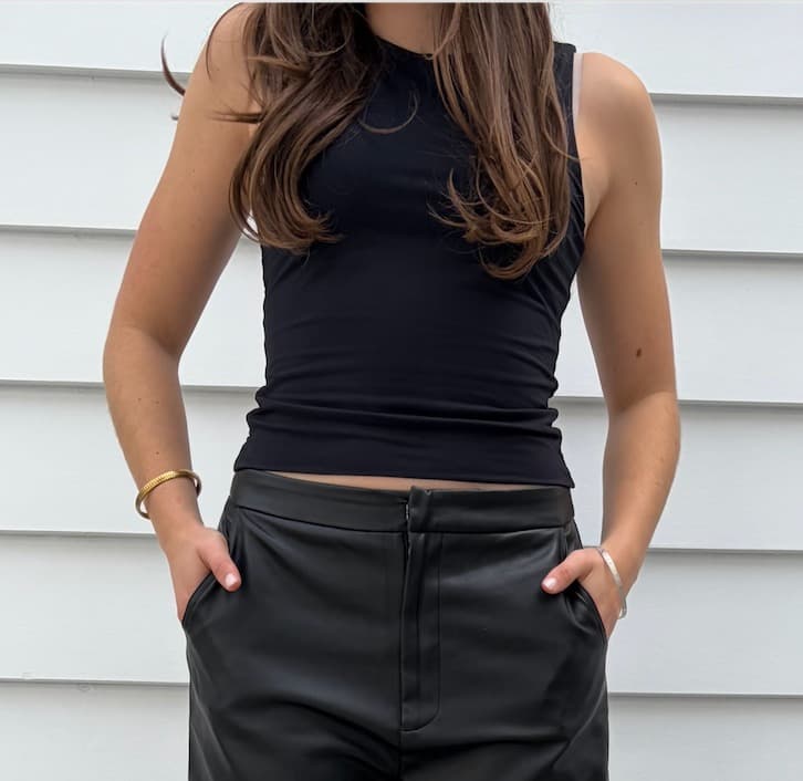 Kookai Classic Black Sleeveless Crew Neck Tank Top — photo 2 of 4