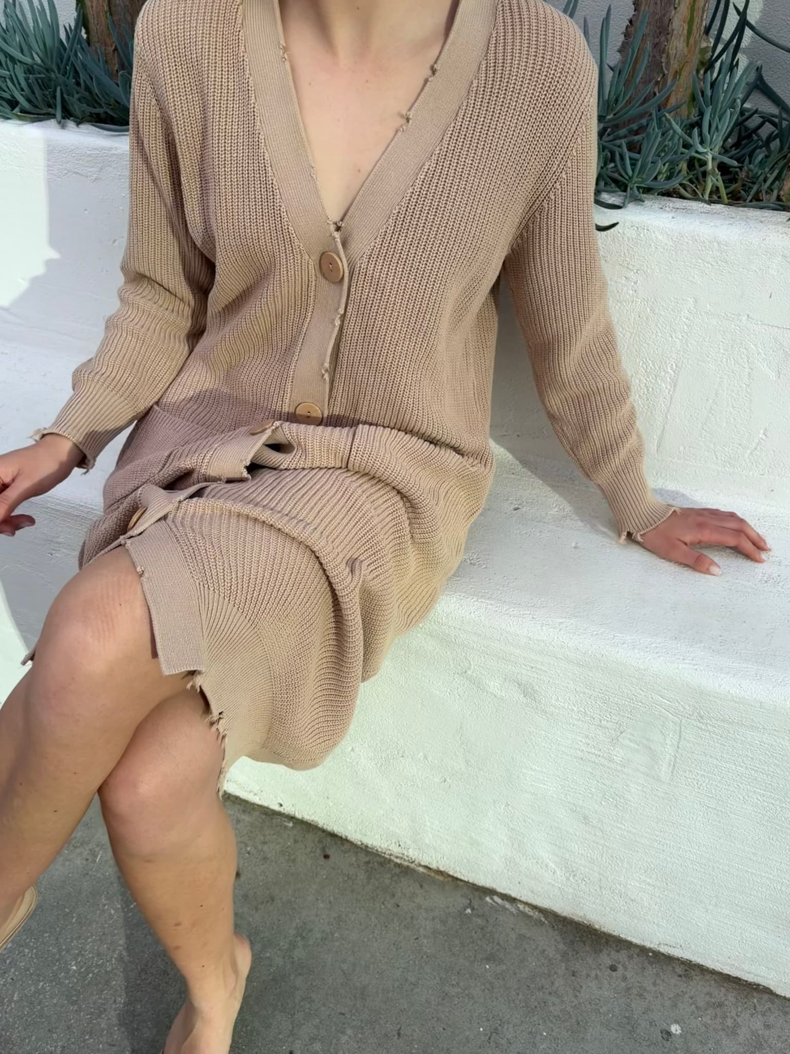 Long Beige Knit Cardigan — photo 2 of 5