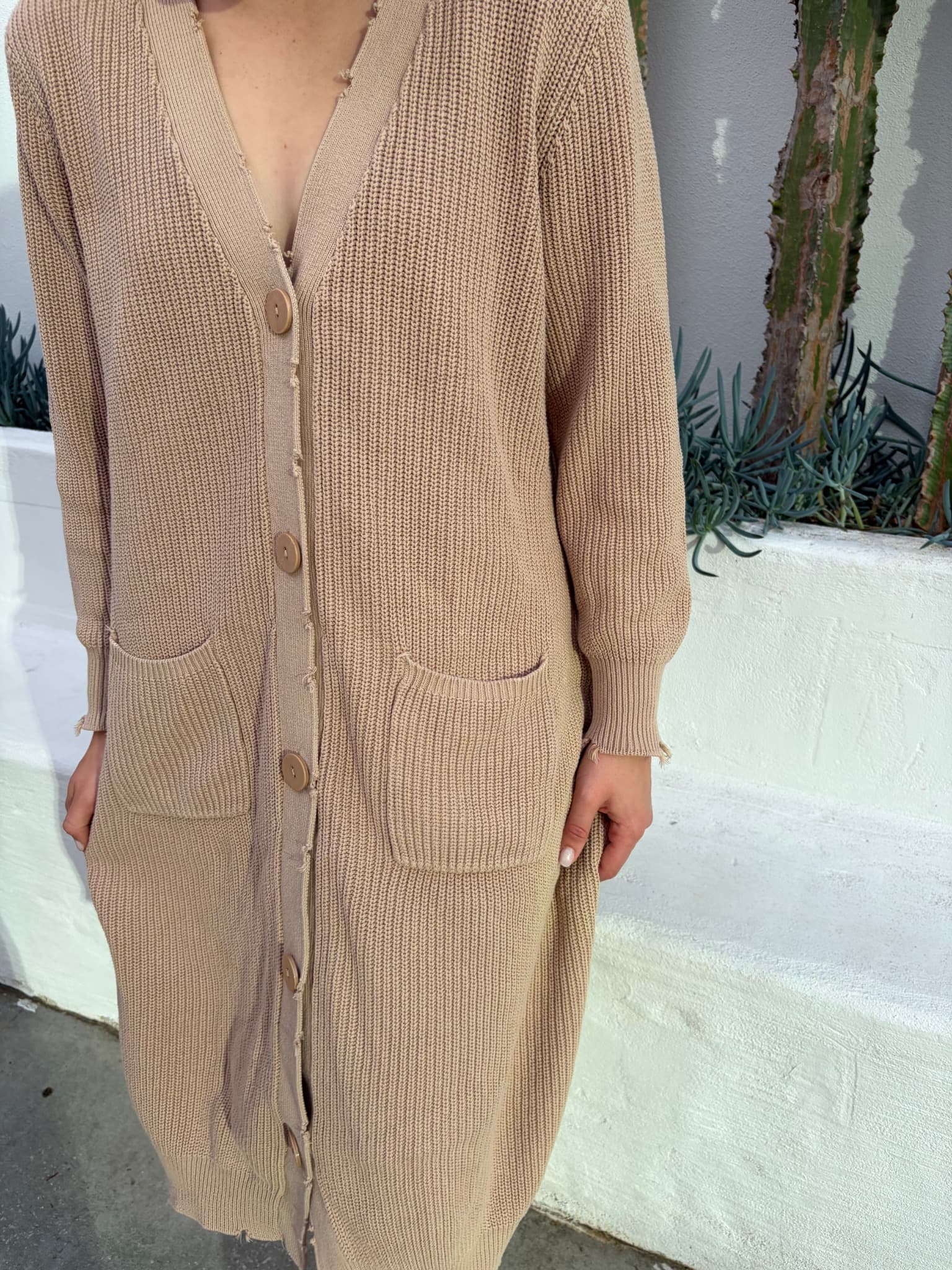 Long Beige Knit Cardigan — photo 4 of 5