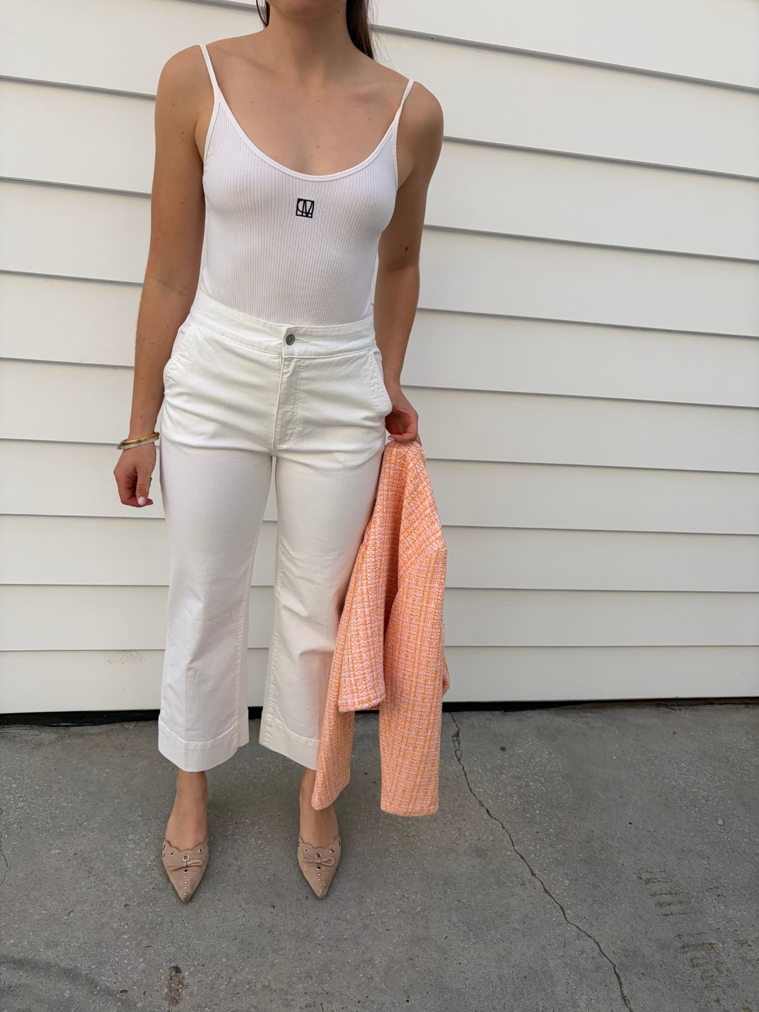 Maje Ribbed Tank Bodysuit White — photo 2 of 4