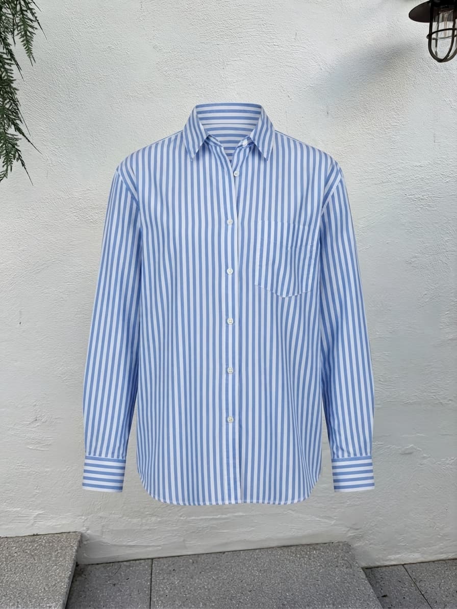 Maxmara Blue and White Striped Button-Down Shirt — photo 1 of 3