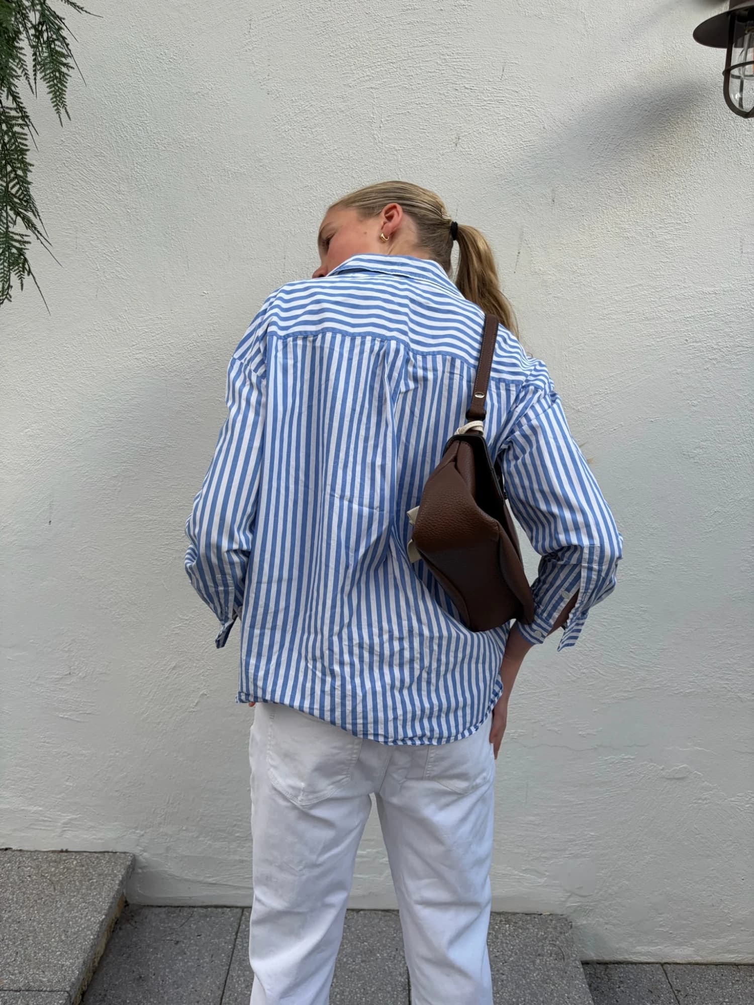 Maxmara Blue and White Striped Button-Down Shirt — photo 3 of 3