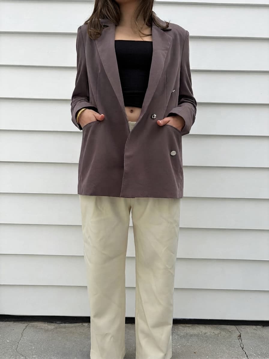 Na-kd Oversized Mauve Taupe Double-Breasted Blazer — photo 2 of 3
