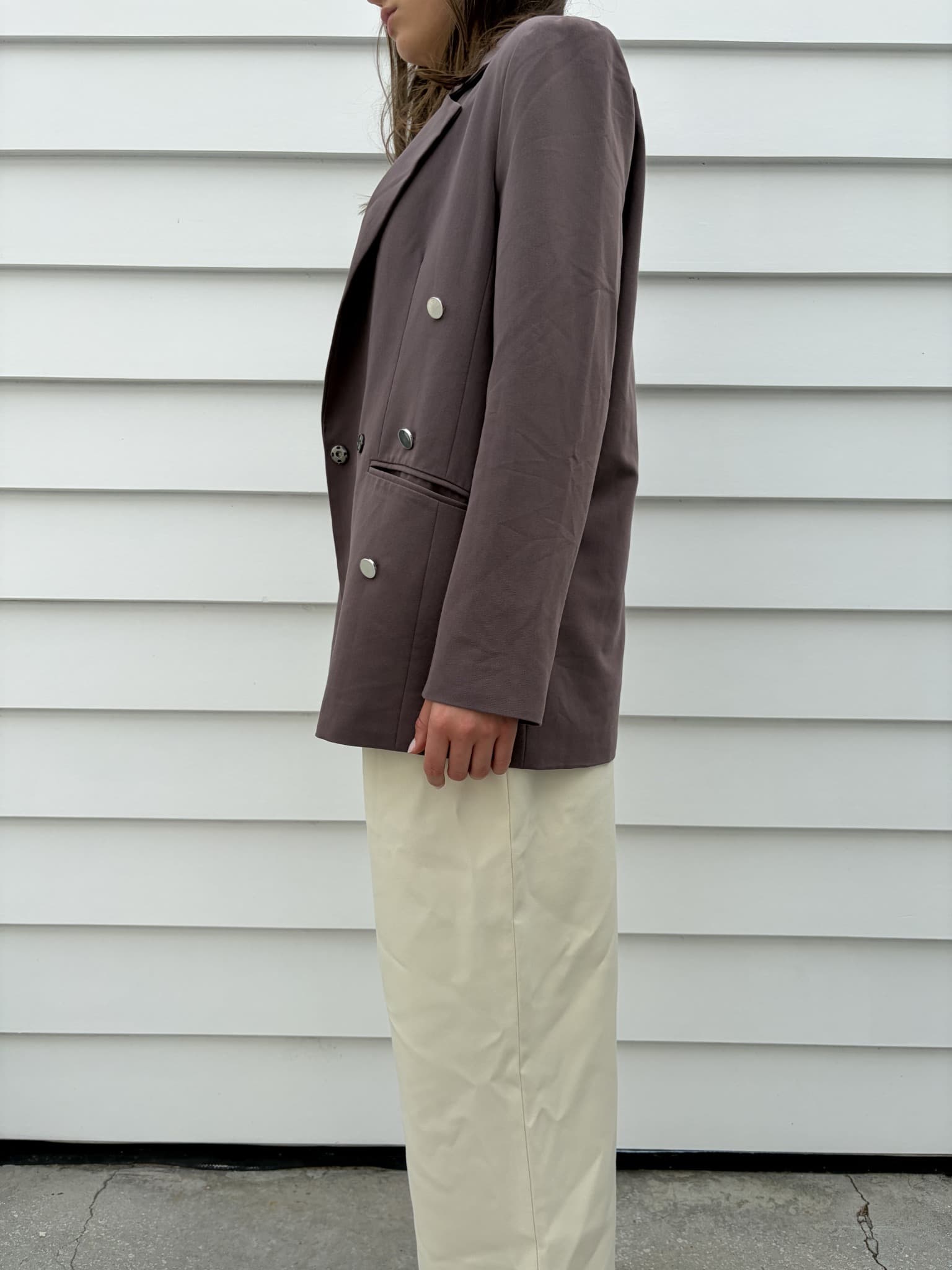 Na-kd Oversized Mauve Taupe Double-Breasted Blazer — photo 1 of 3