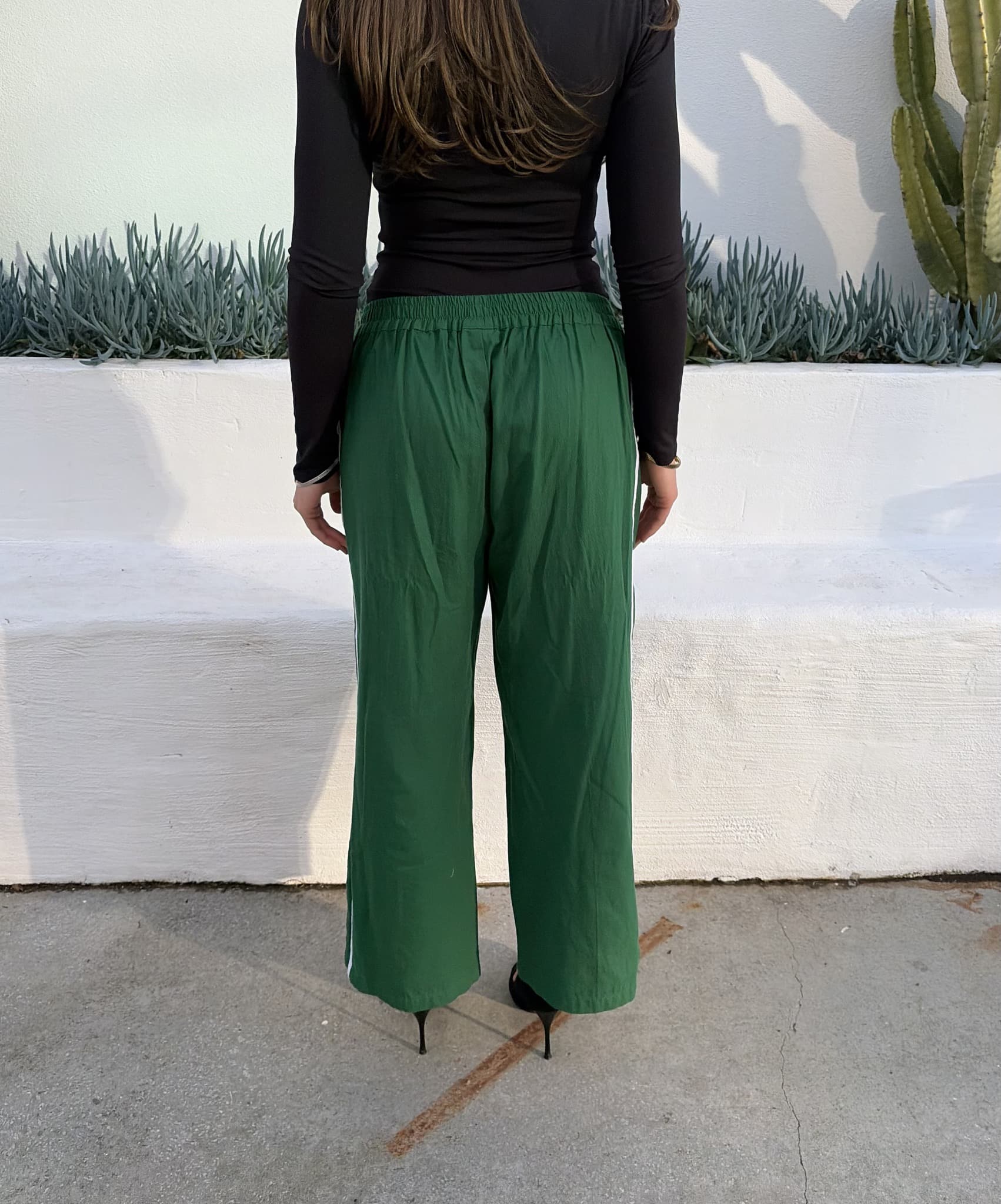 Near the sea Green Track Pants With White Side Stripes — photo 4 of 5