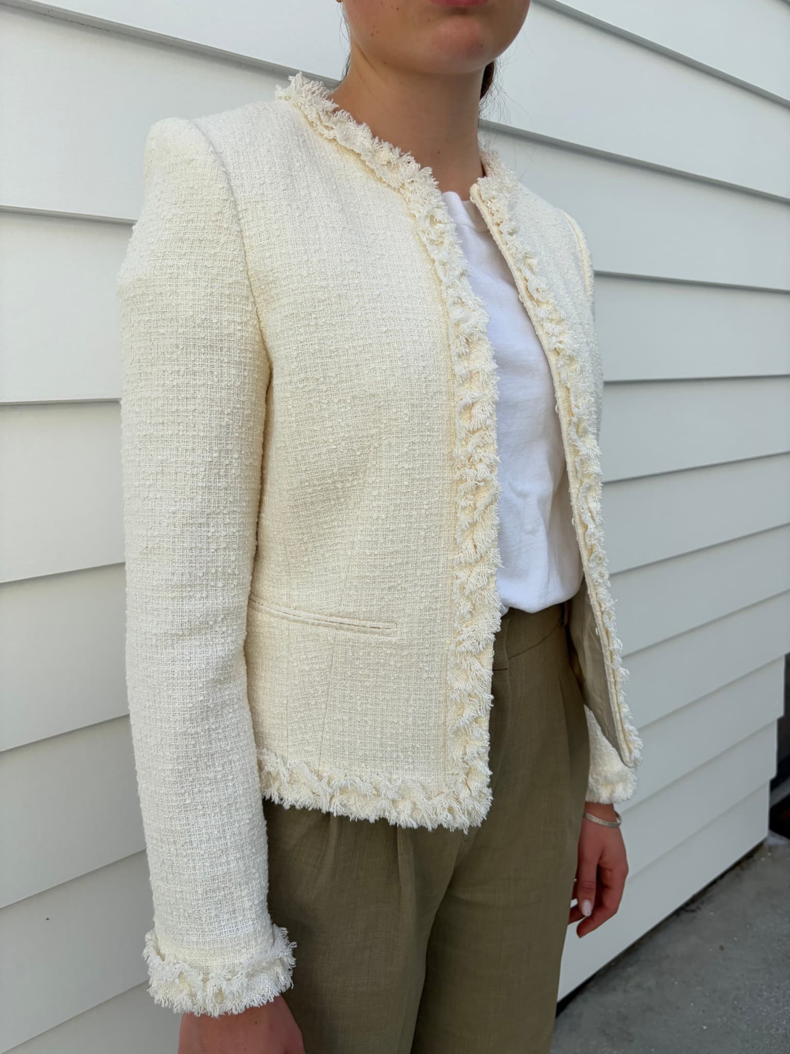 Perri Cutten Cream Tweed Fringe Jacket — photo 2 of 4